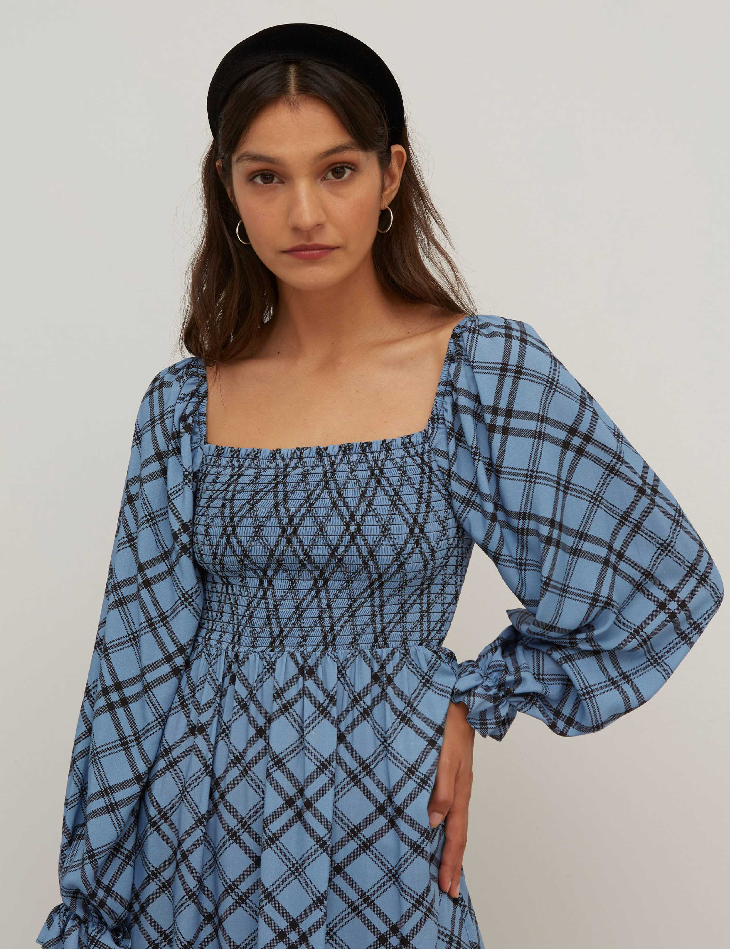 Checked Midi Waisted Dress 1 of 5