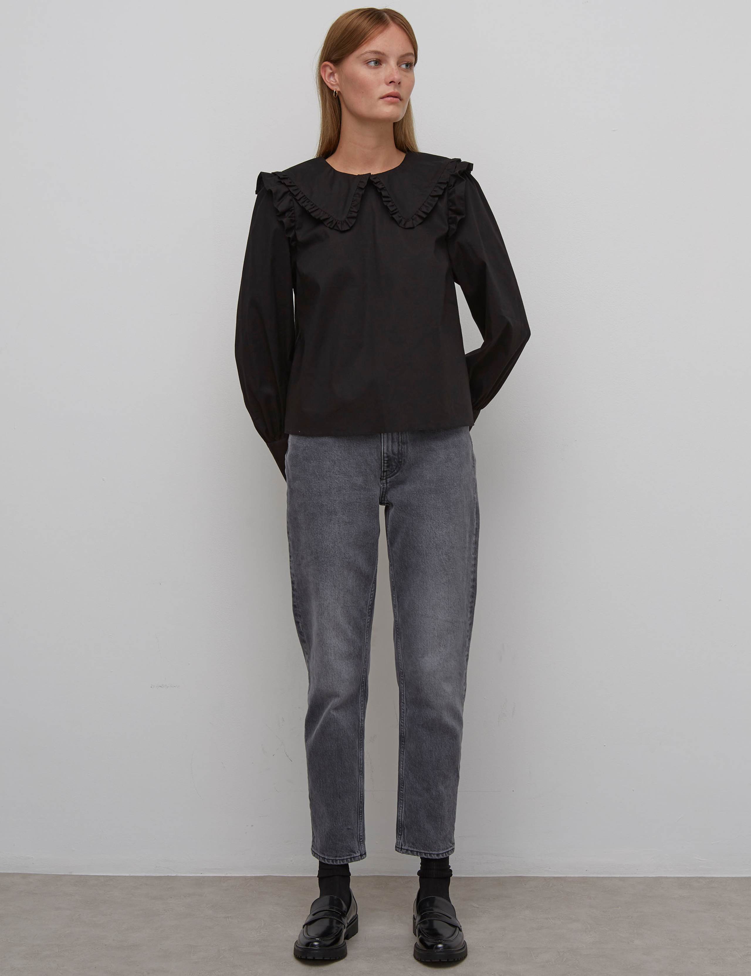 Cotton Collared Long Sleeve Blouse 1 of 5