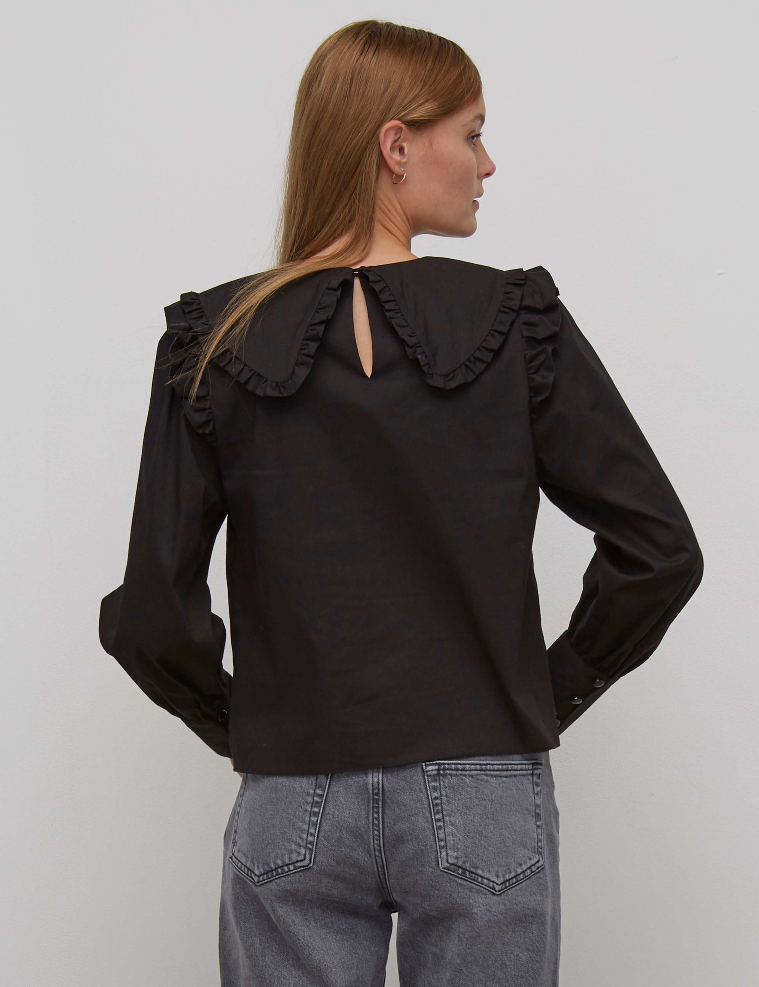Cotton Collared Long Sleeve Blouse 2 of 5