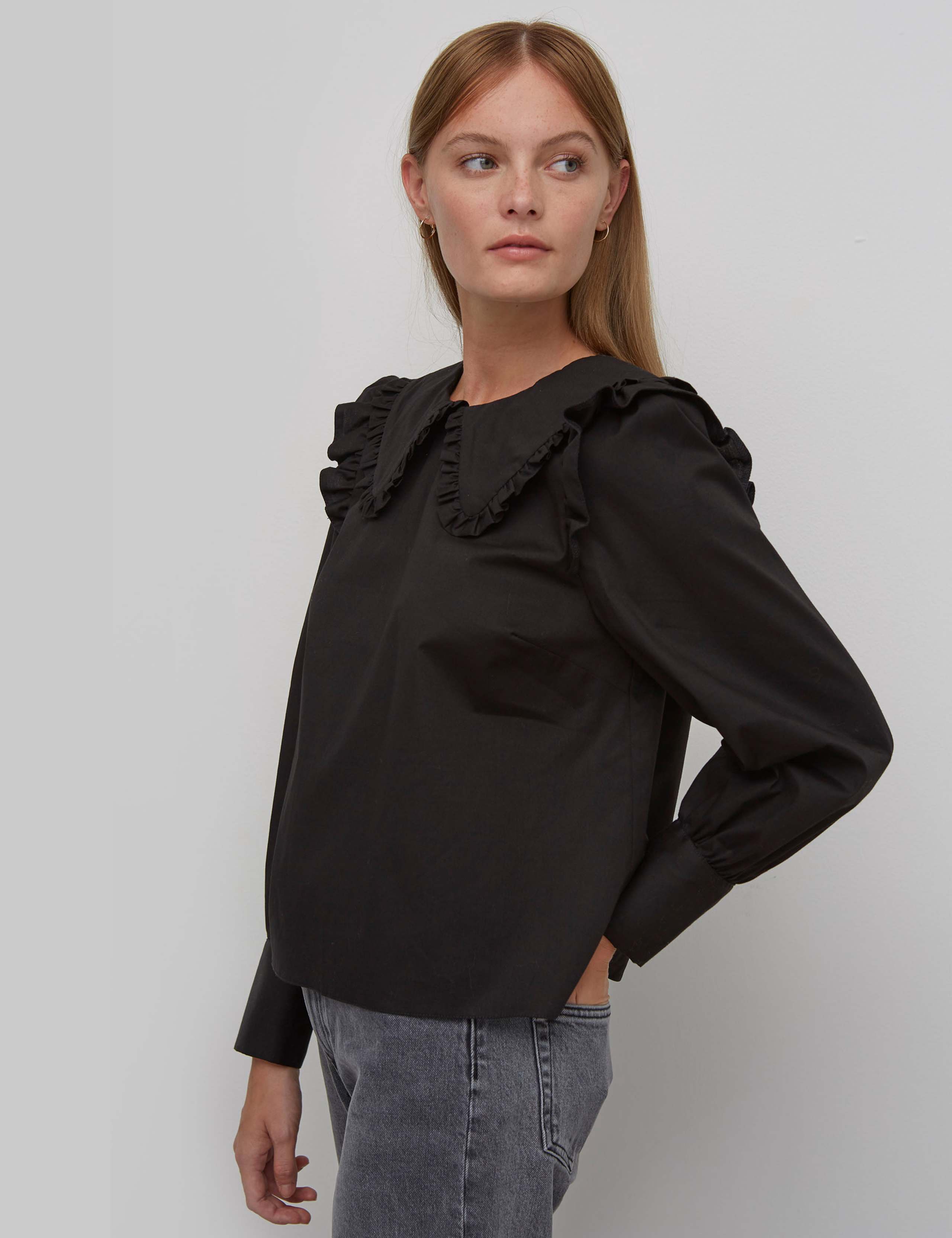 Cotton Collared Long Sleeve Blouse 4 of 5