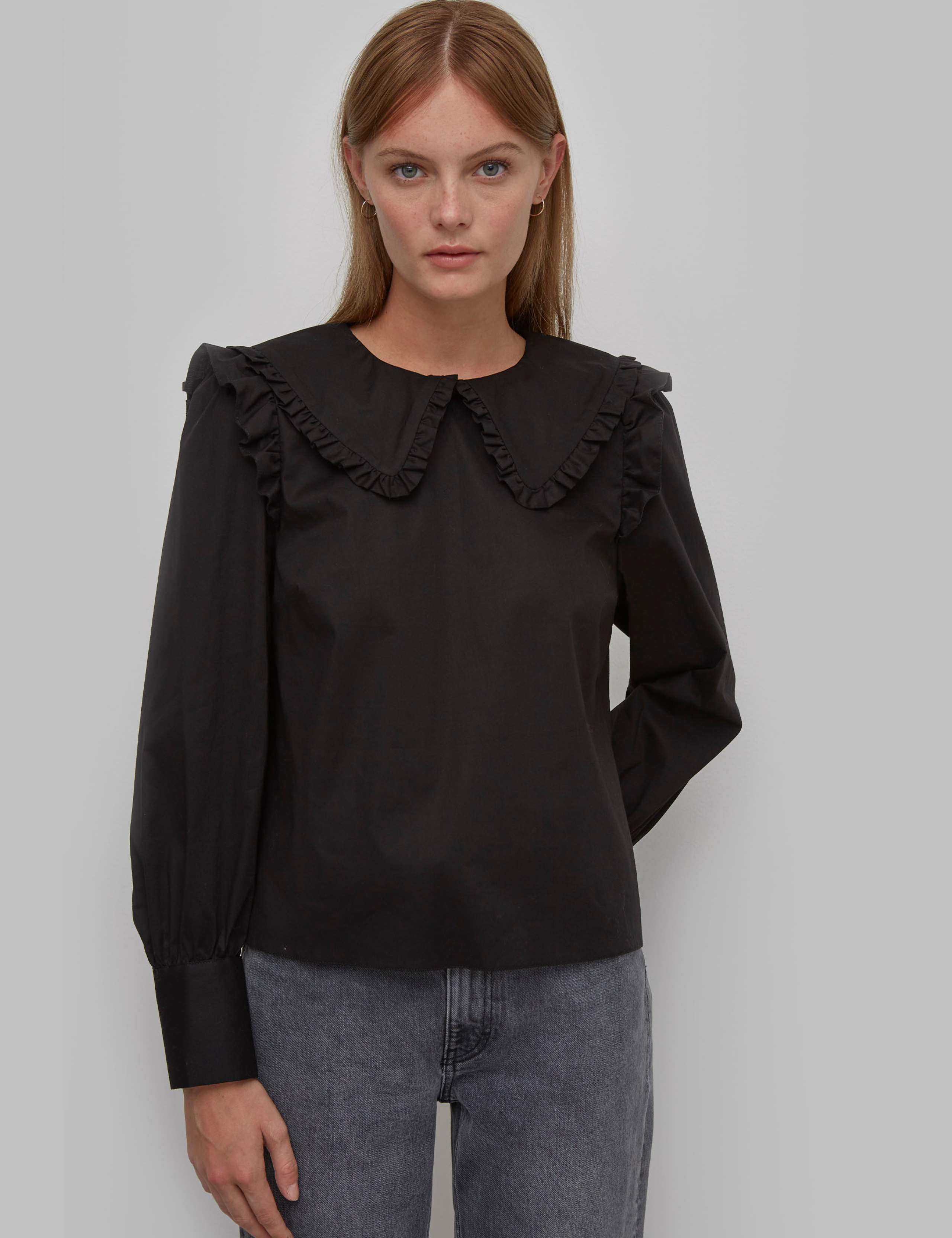 Cotton Collared Long Sleeve Blouse 5 of 5