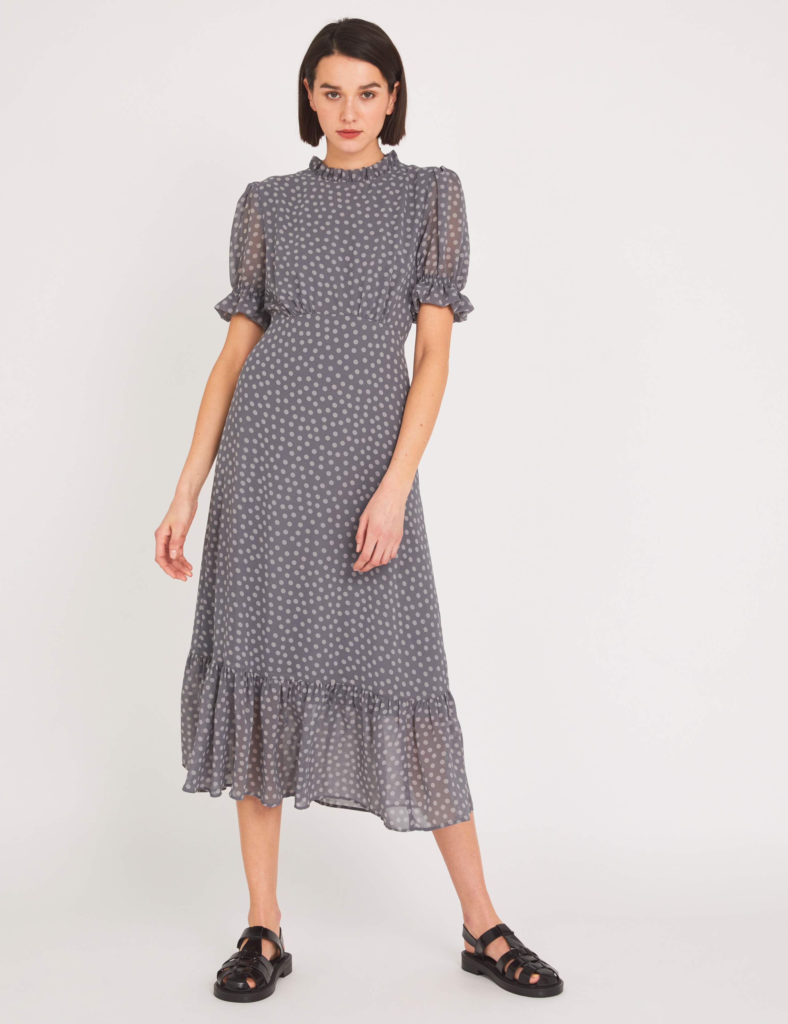 Chiffon Polka Dot Midaxi Tea Dress 1 of 5