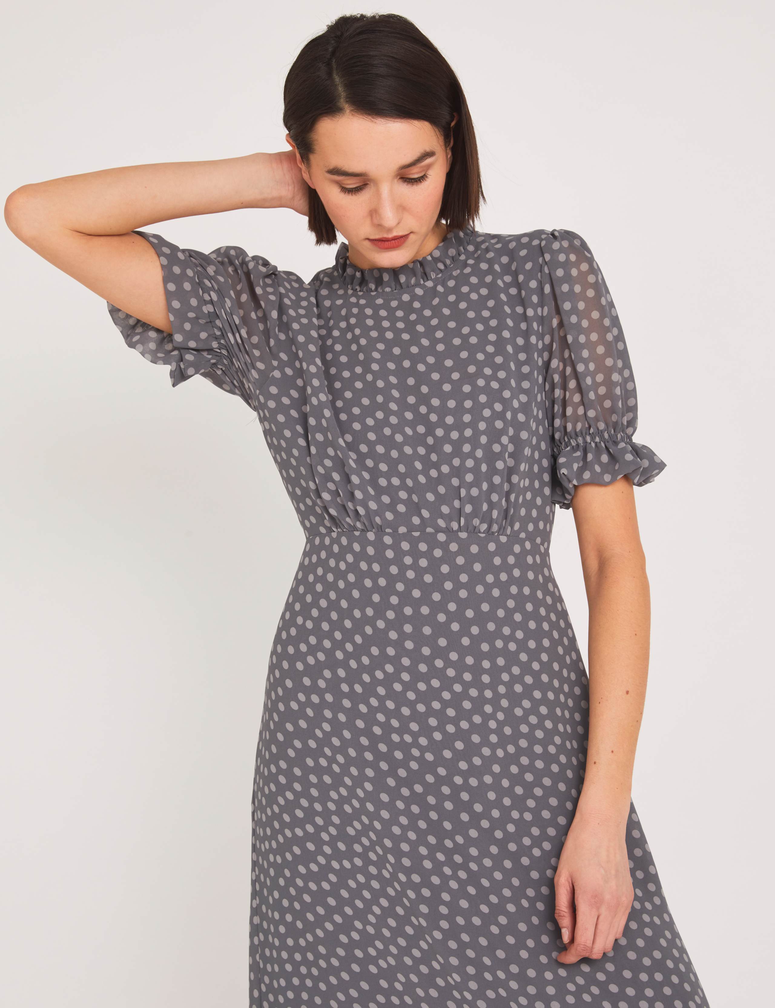 Chiffon Polka Dot Midaxi Tea Dress 3 of 5
