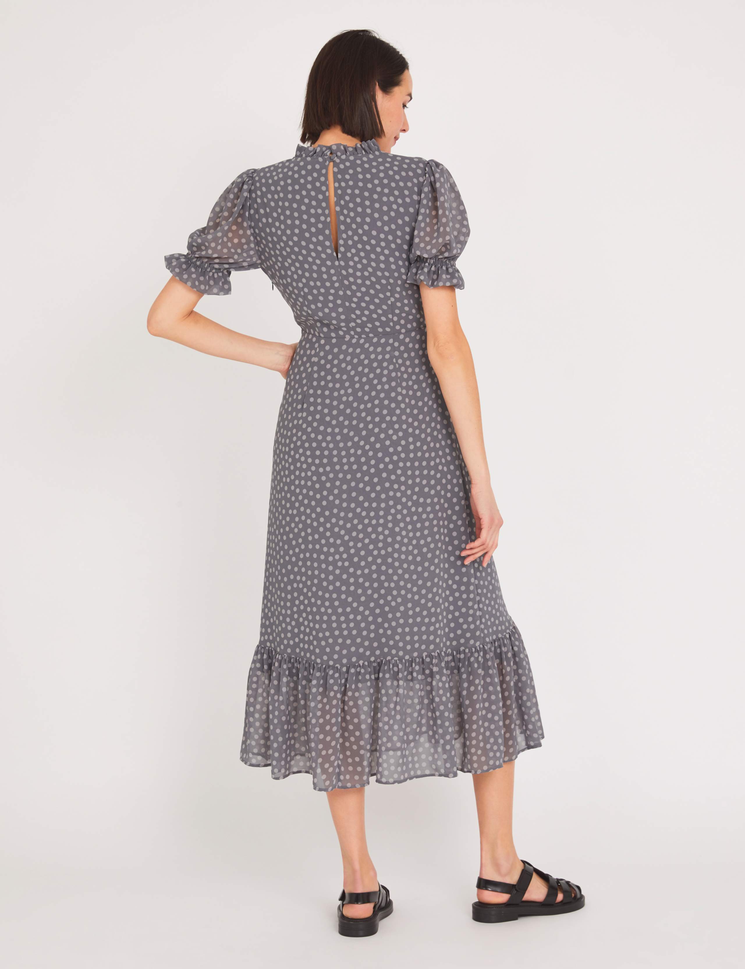 Chiffon Polka Dot Midaxi Tea Dress 4 of 5