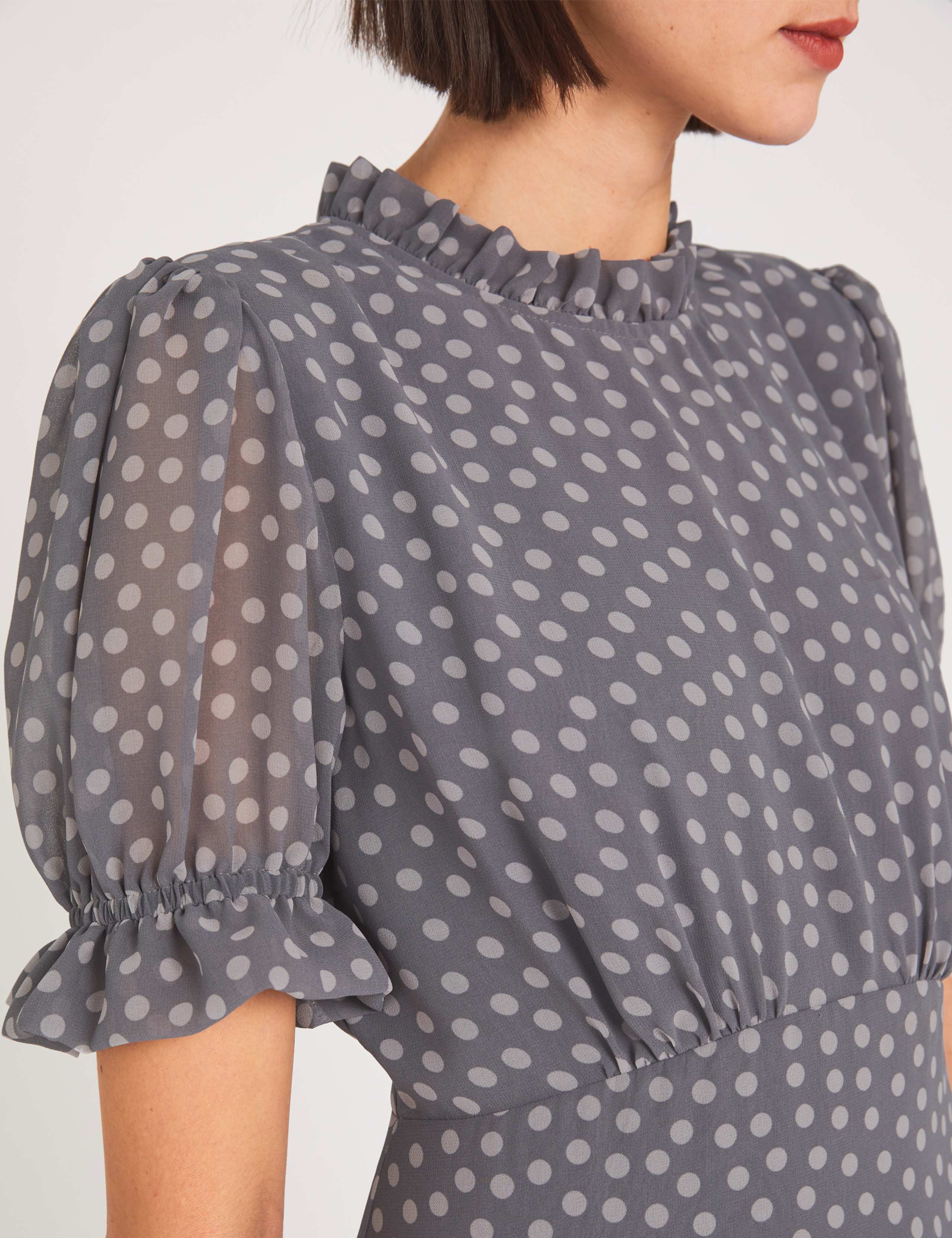 Chiffon Polka Dot Midaxi Tea Dress 5 of 5