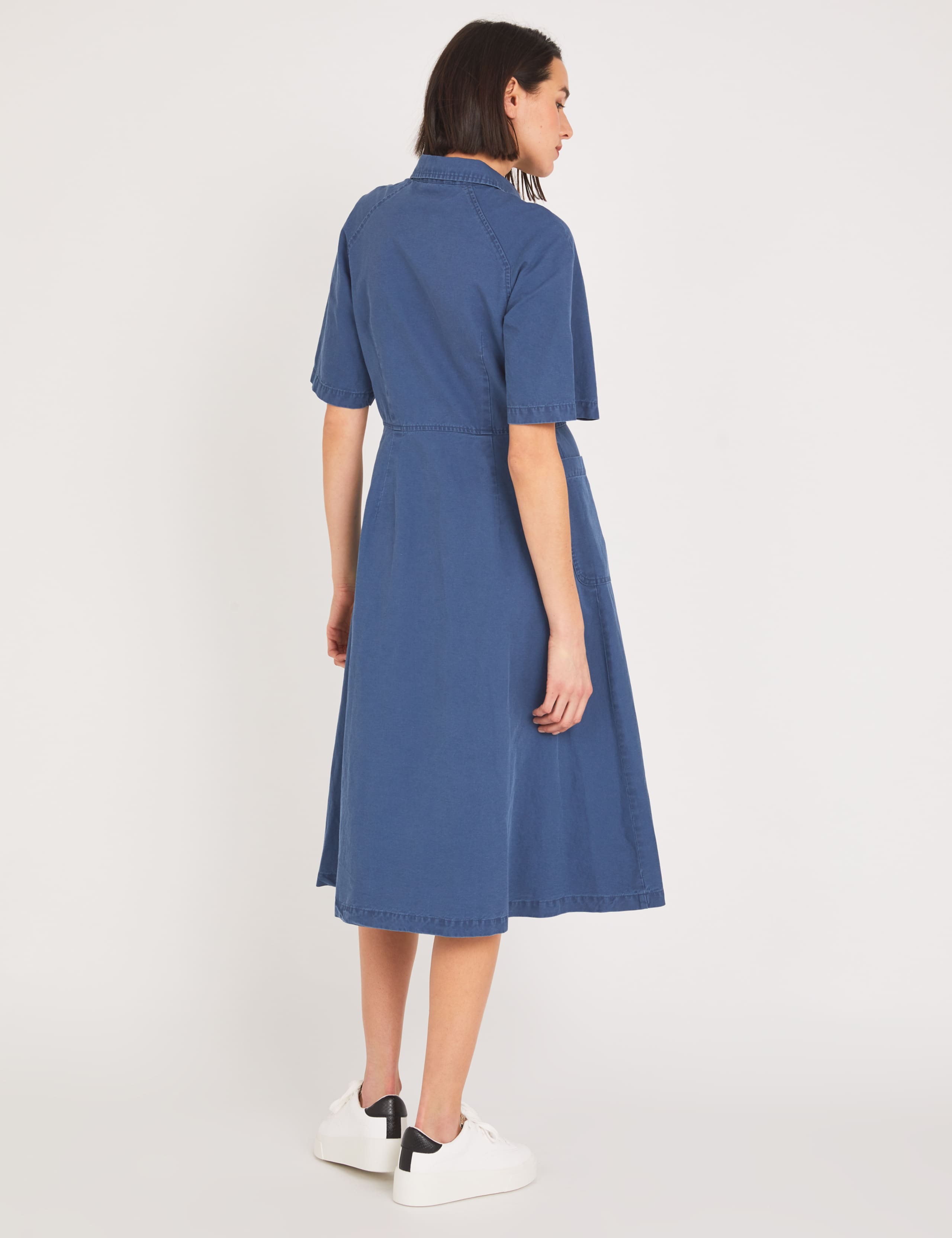 Denim Collared Midi Shirt Dress 4 of 5