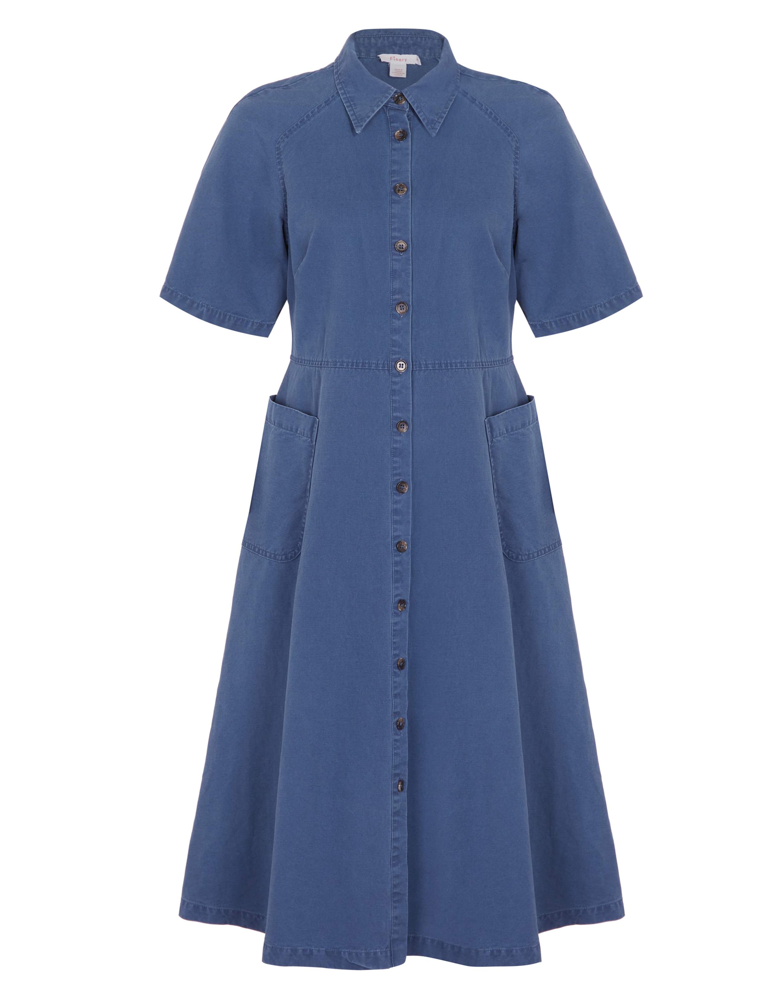 Denim Collared Midi Shirt Dress 2 of 5