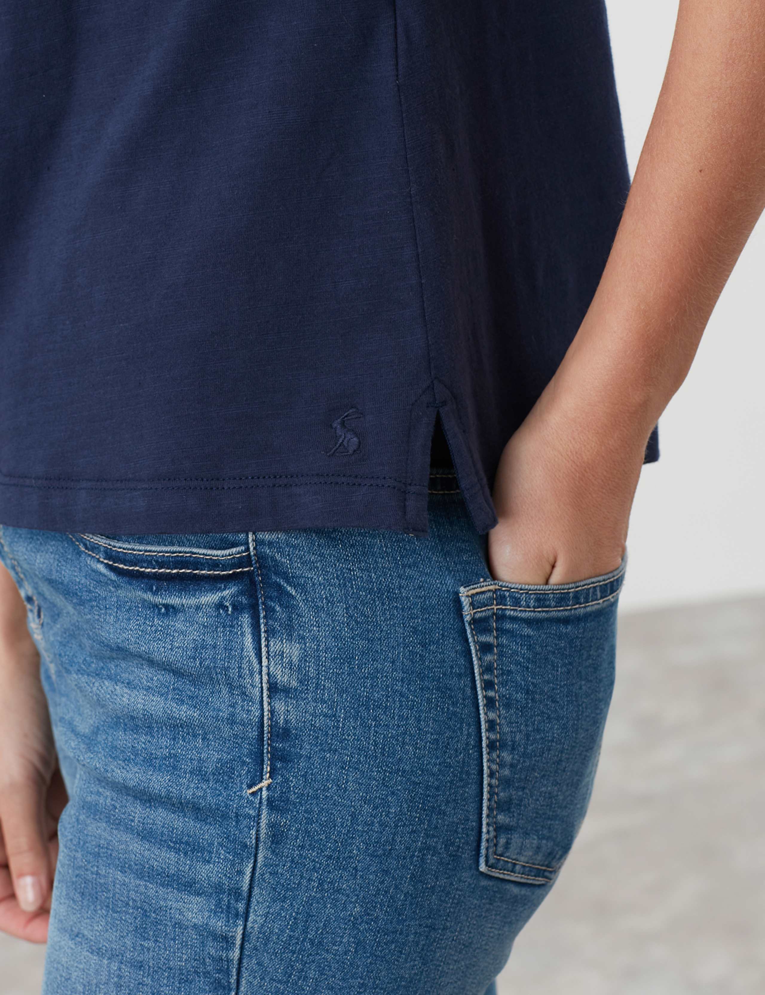 Pure Cotton Embellished Scoop Neck T-Shirt 5 of 5