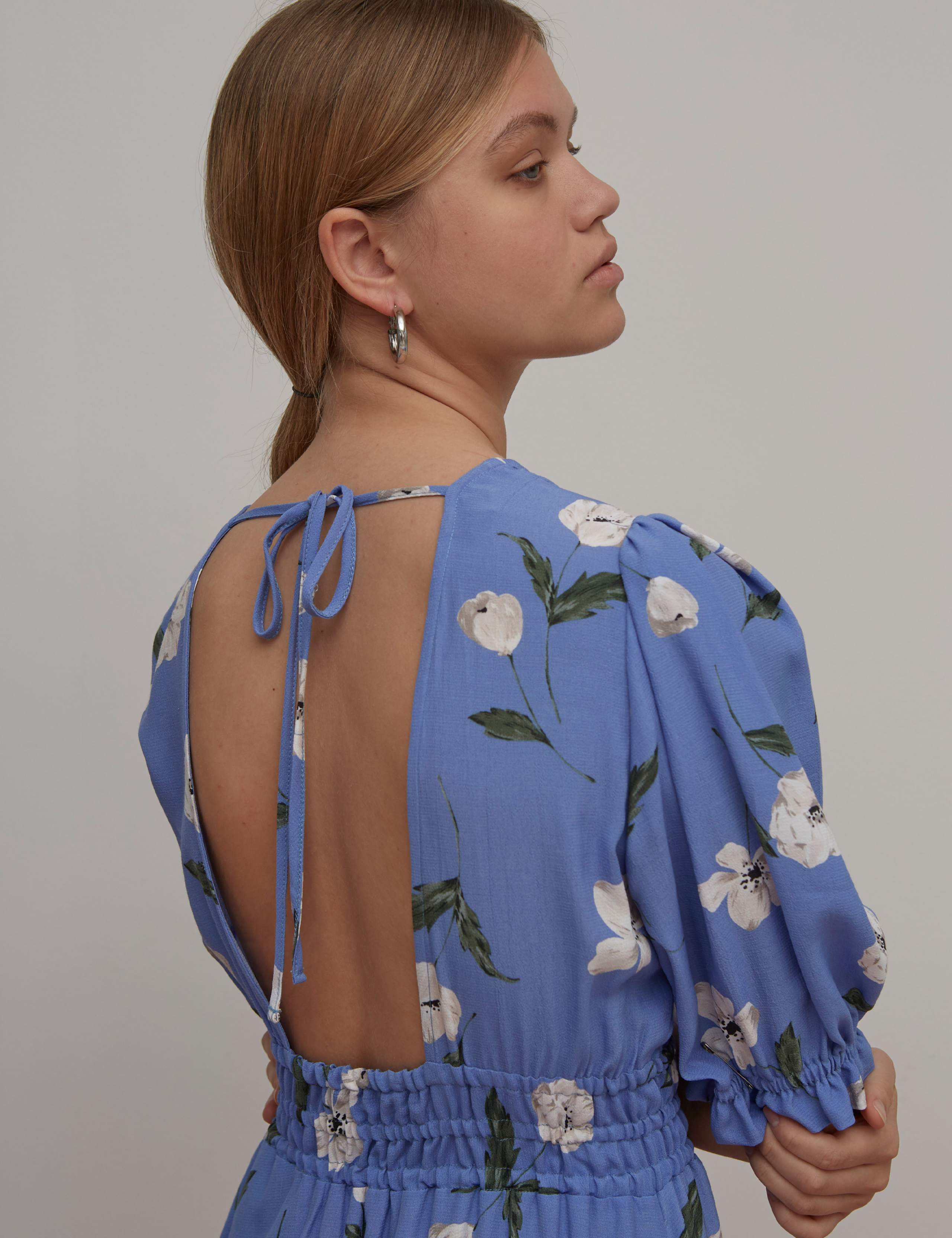 Floral V-Neck Midi Waisted Dress 4 of 4