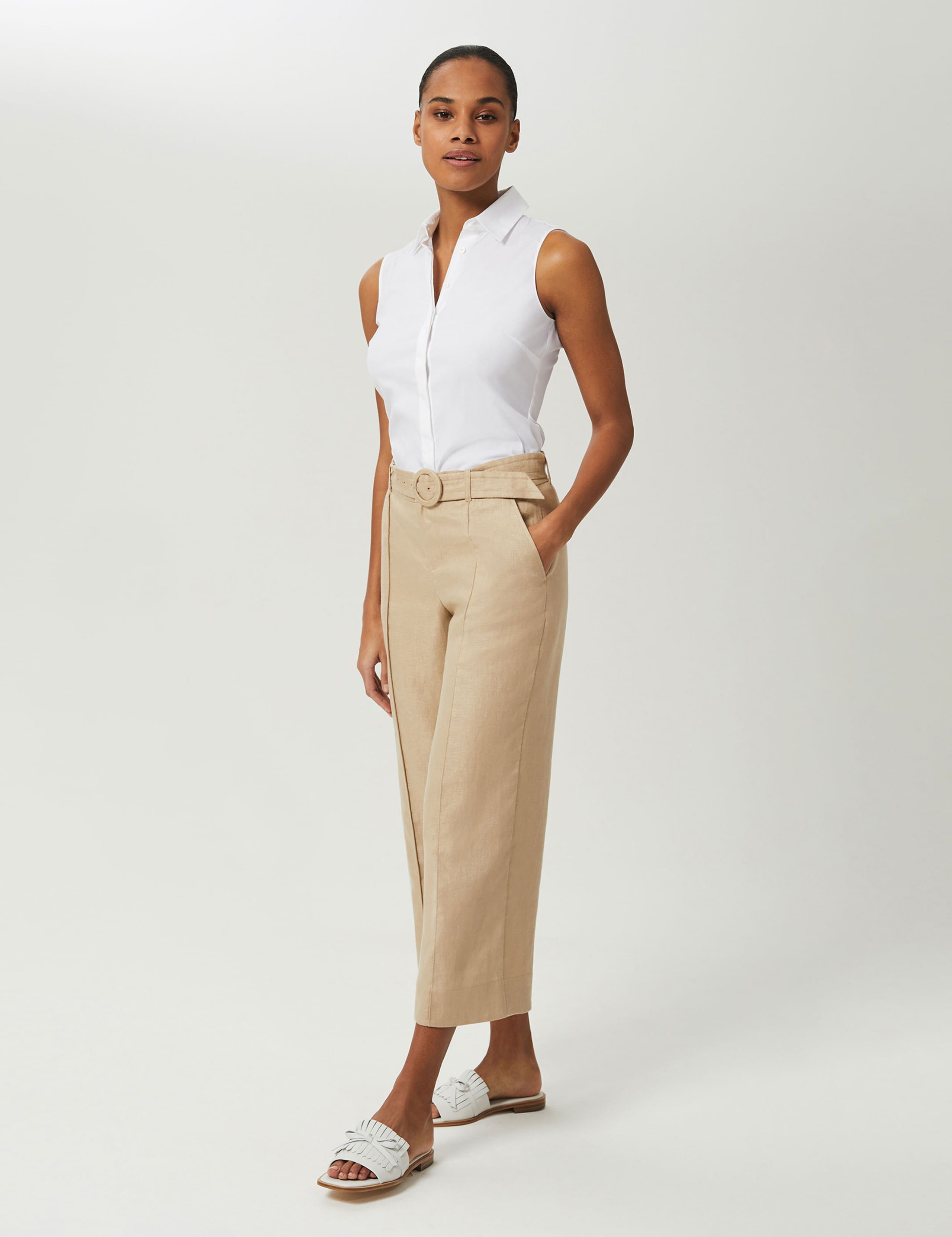 Cotton Rich Collared Fitted Sleeveless Shirt 1 of 4