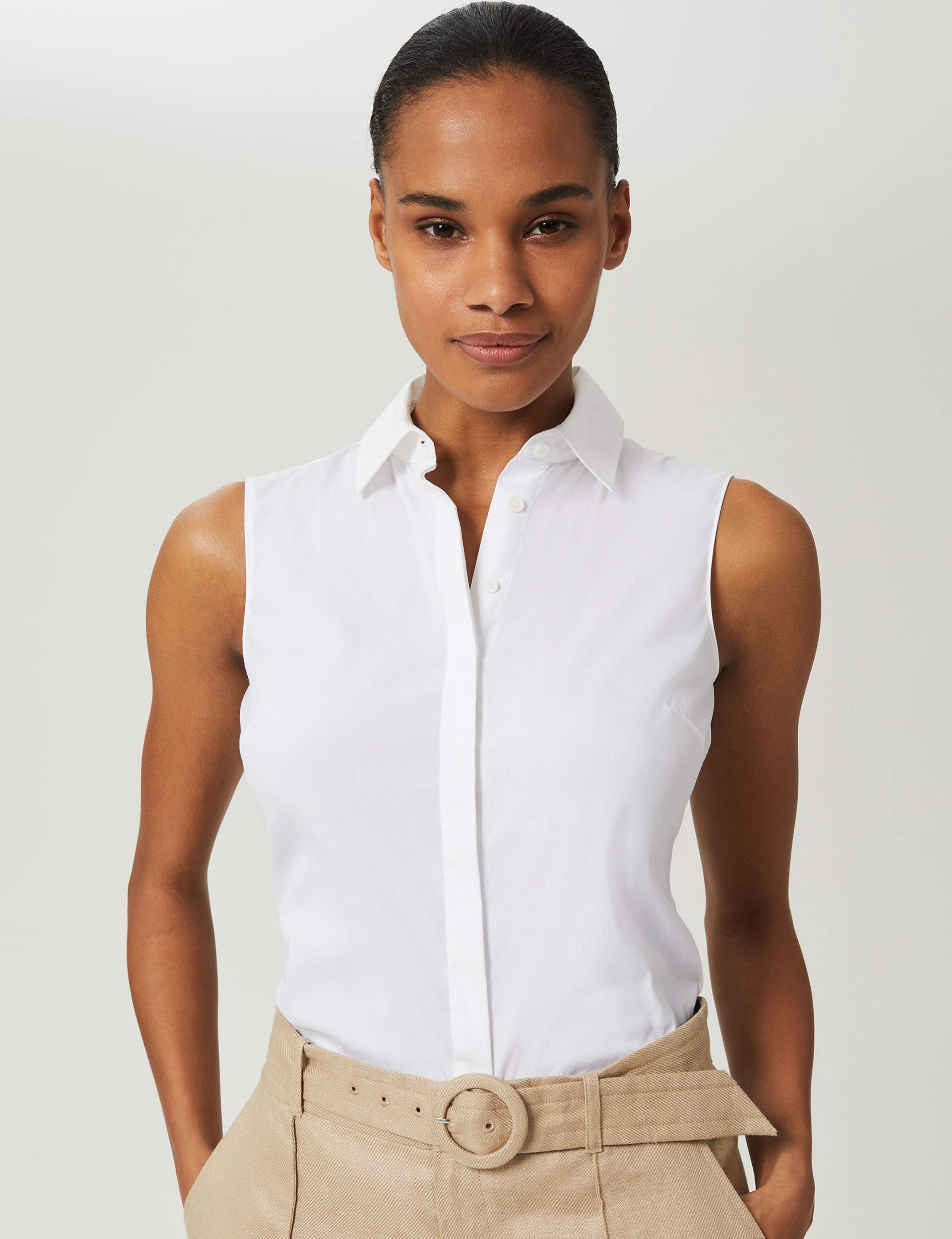 Cotton Rich Collared Fitted Sleeveless Shirt 4 of 4