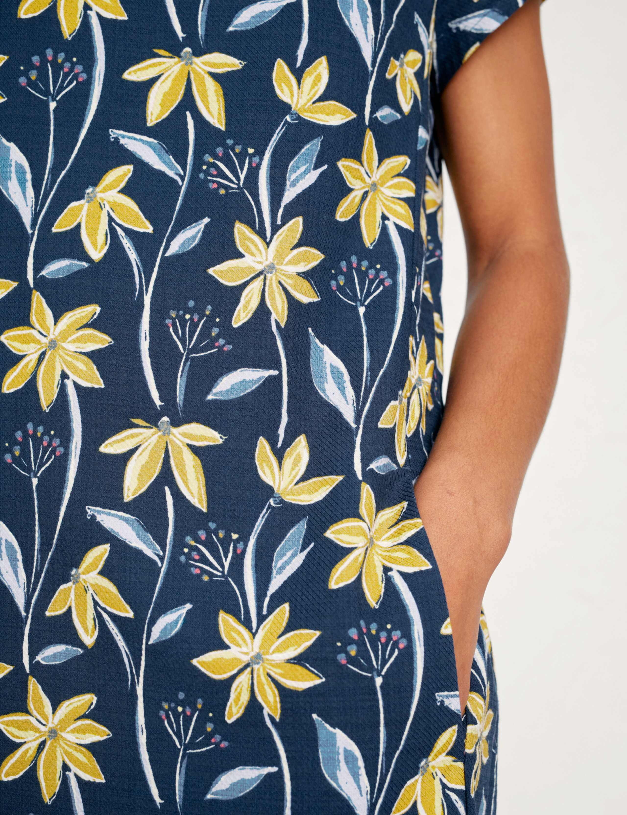 Linen Rich Floral Knee Length Shift Dress 5 of 6