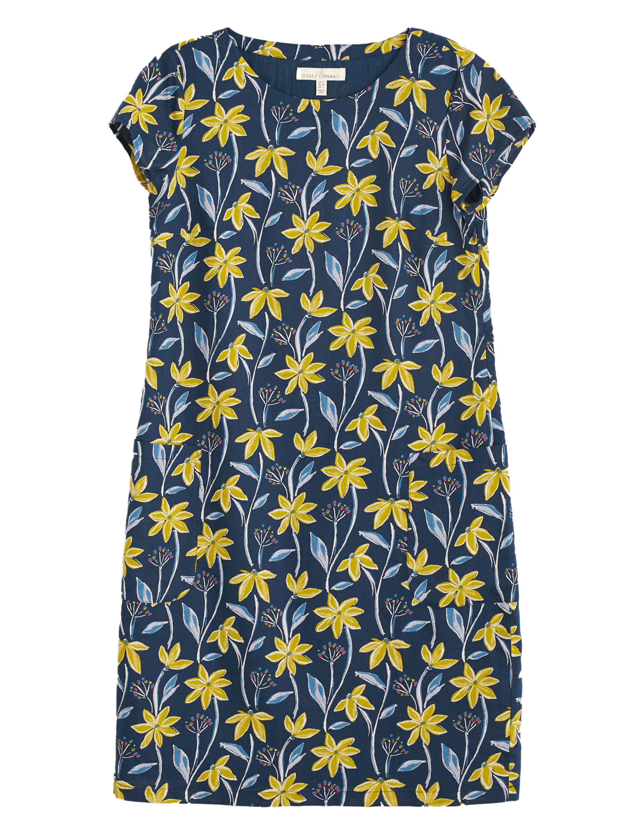 Linen Rich Floral Knee Length Shift Dress 2 of 6