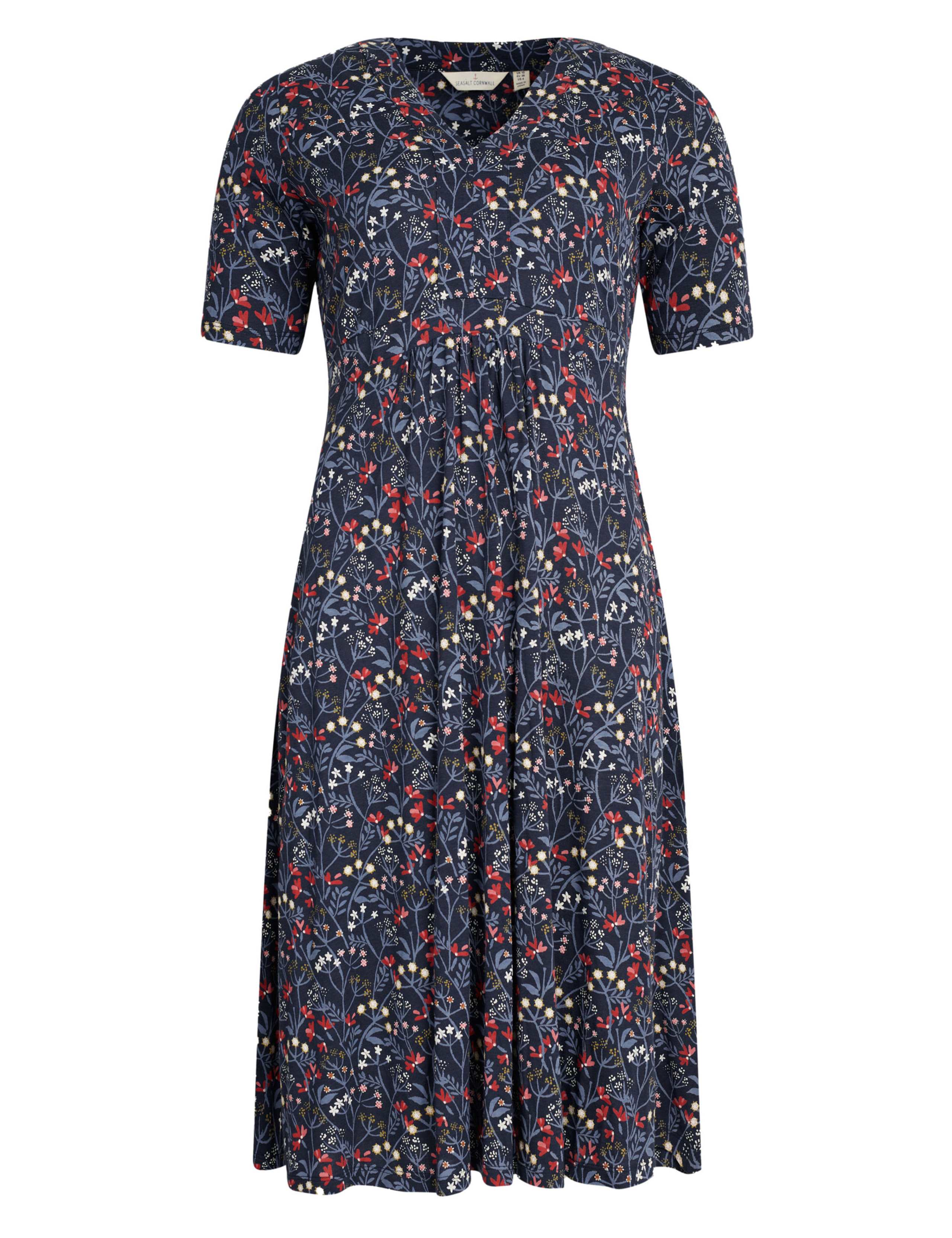 Cotton Floral V-Neck Waisted Midi Dress 2 of 5