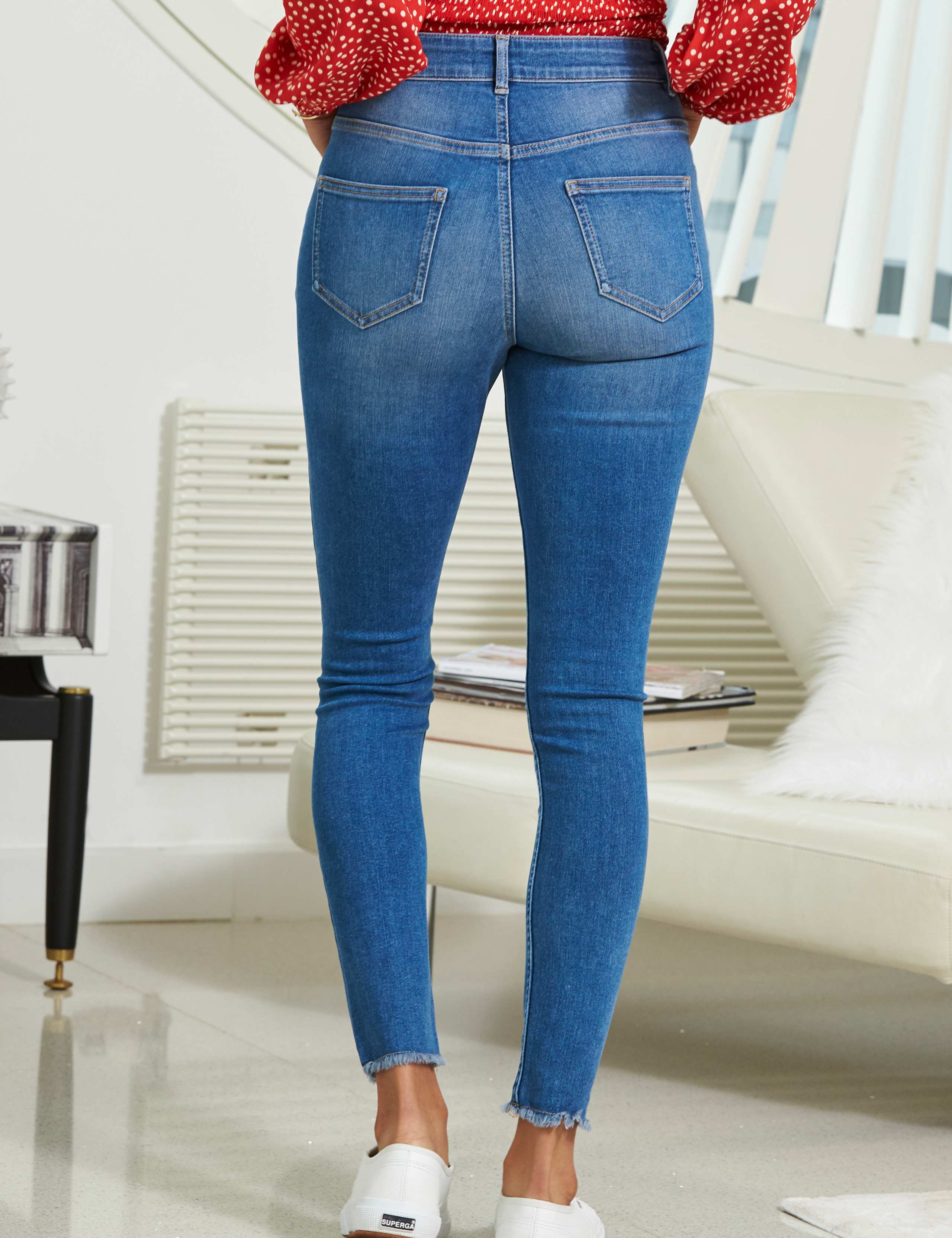 High Waisted Raw Hem Skinny Jeans 4 of 9