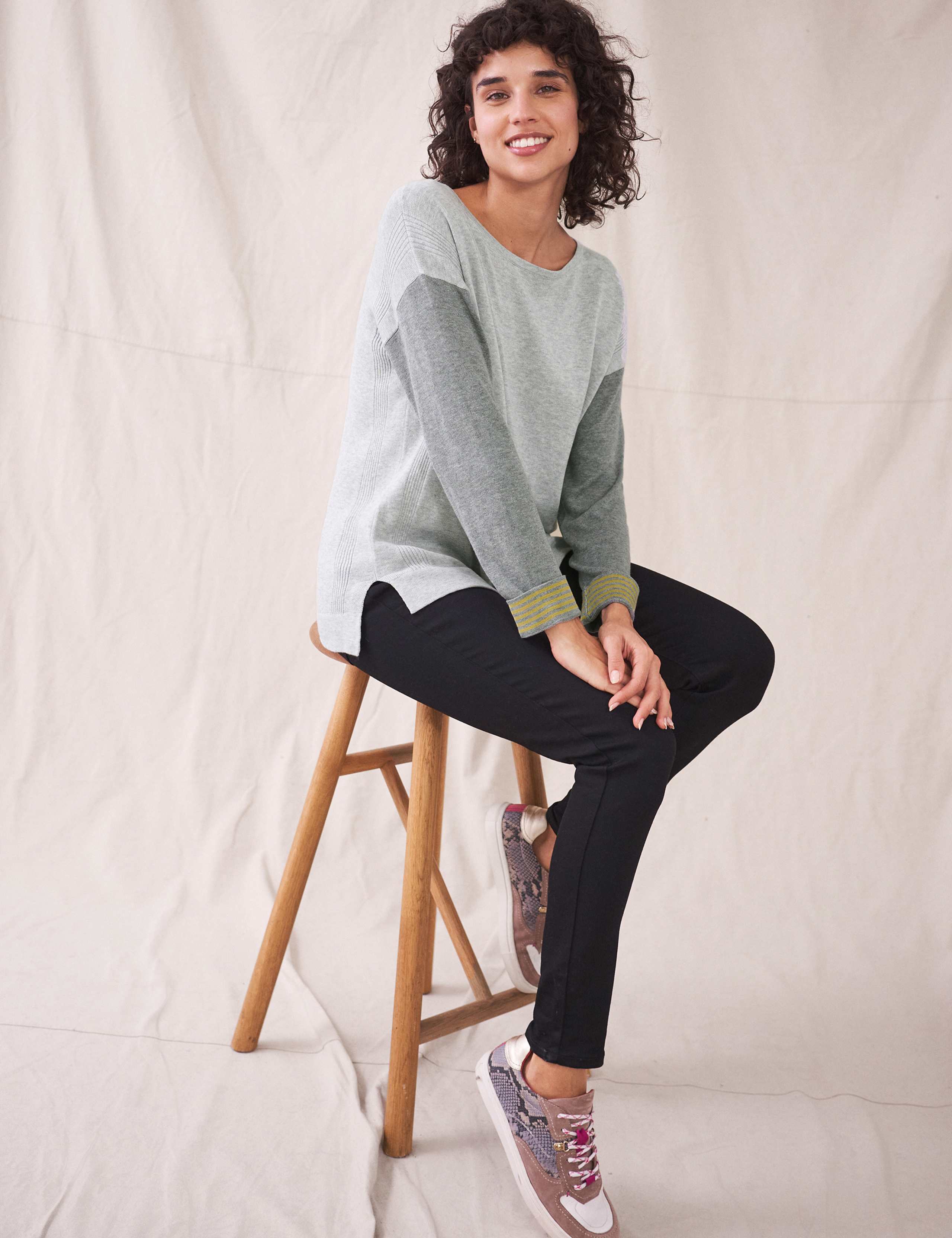 Cotton Rich Textured Crew Neck Jumper 3 of 4