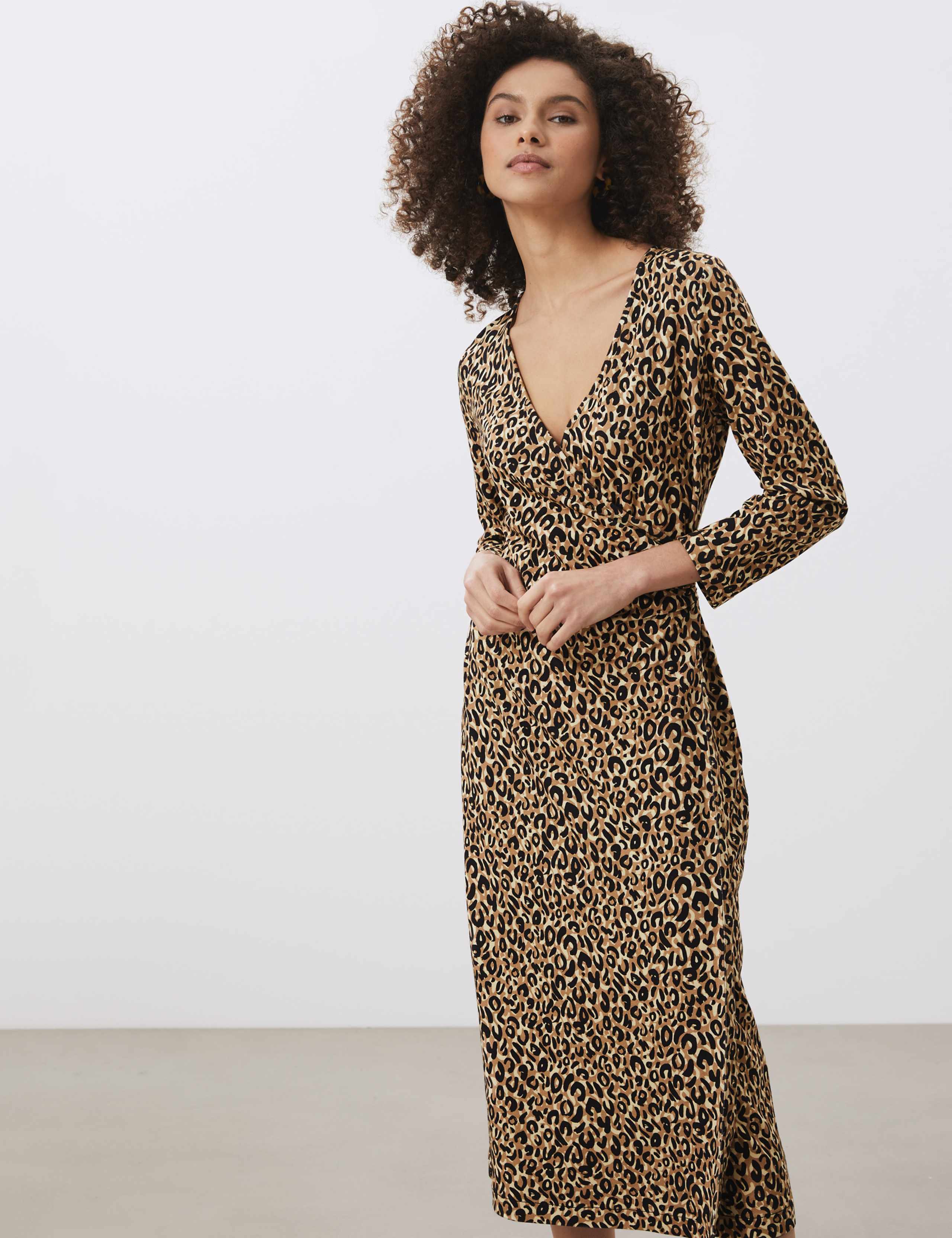 Jersey Animal Print Midi Wrap Dress 1 of 6
