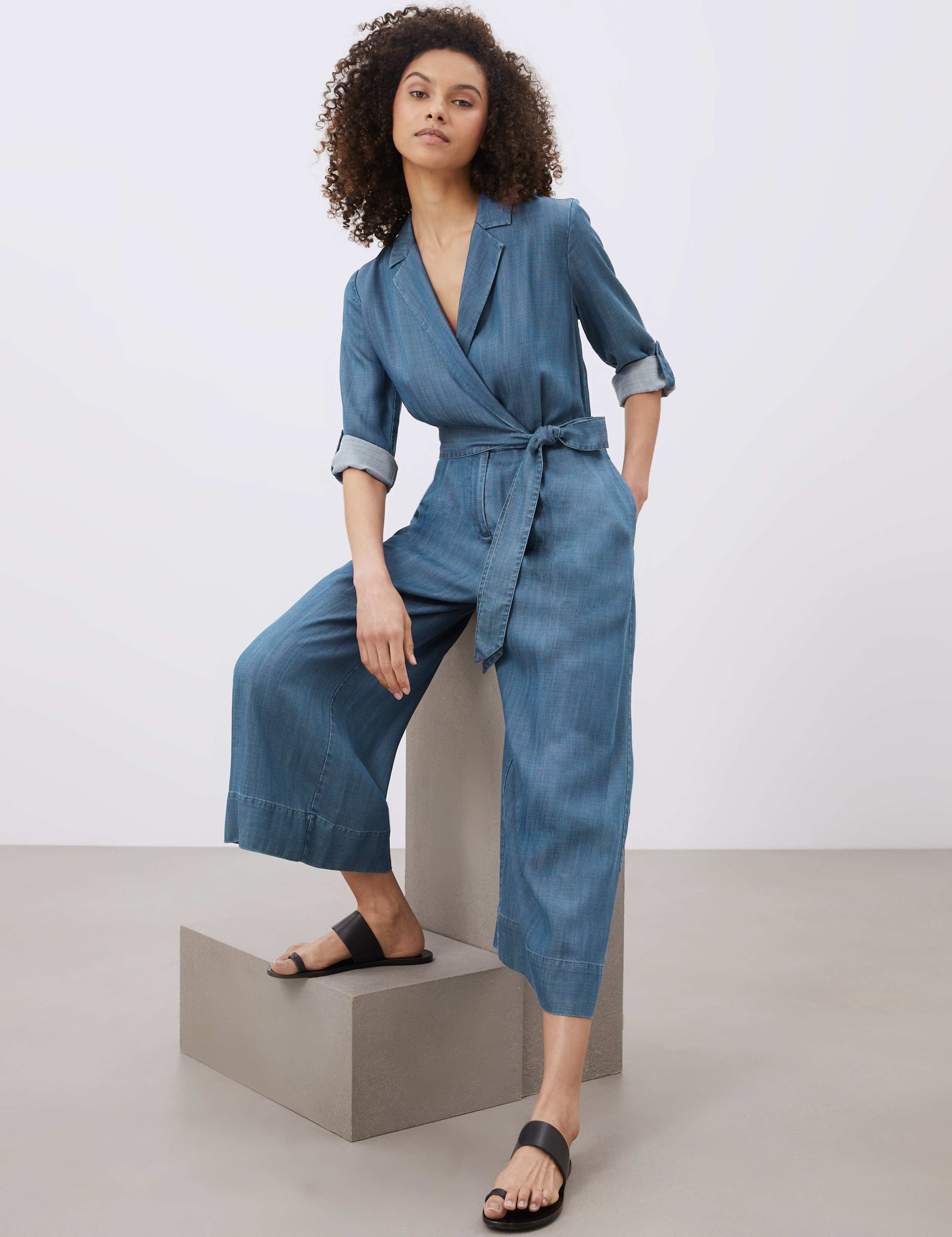 Tencel™ Belted 3/4 Sleeve Jumpsuit 1 of 6