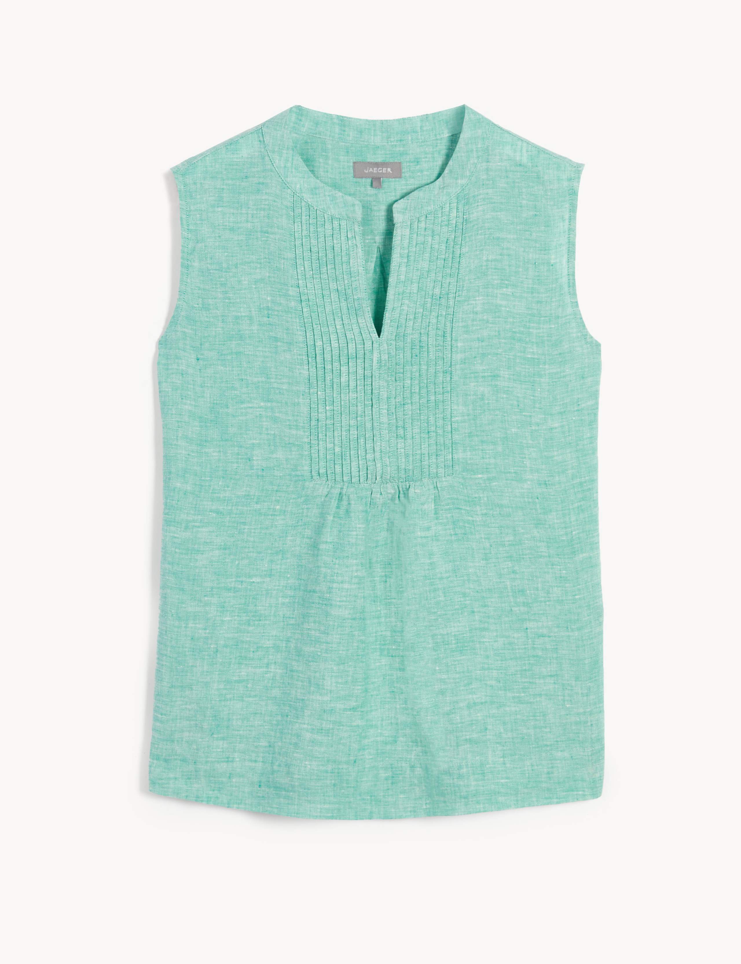 Pure Linen V-Neck Pintuck Sleeveless Blouse 2 of 6