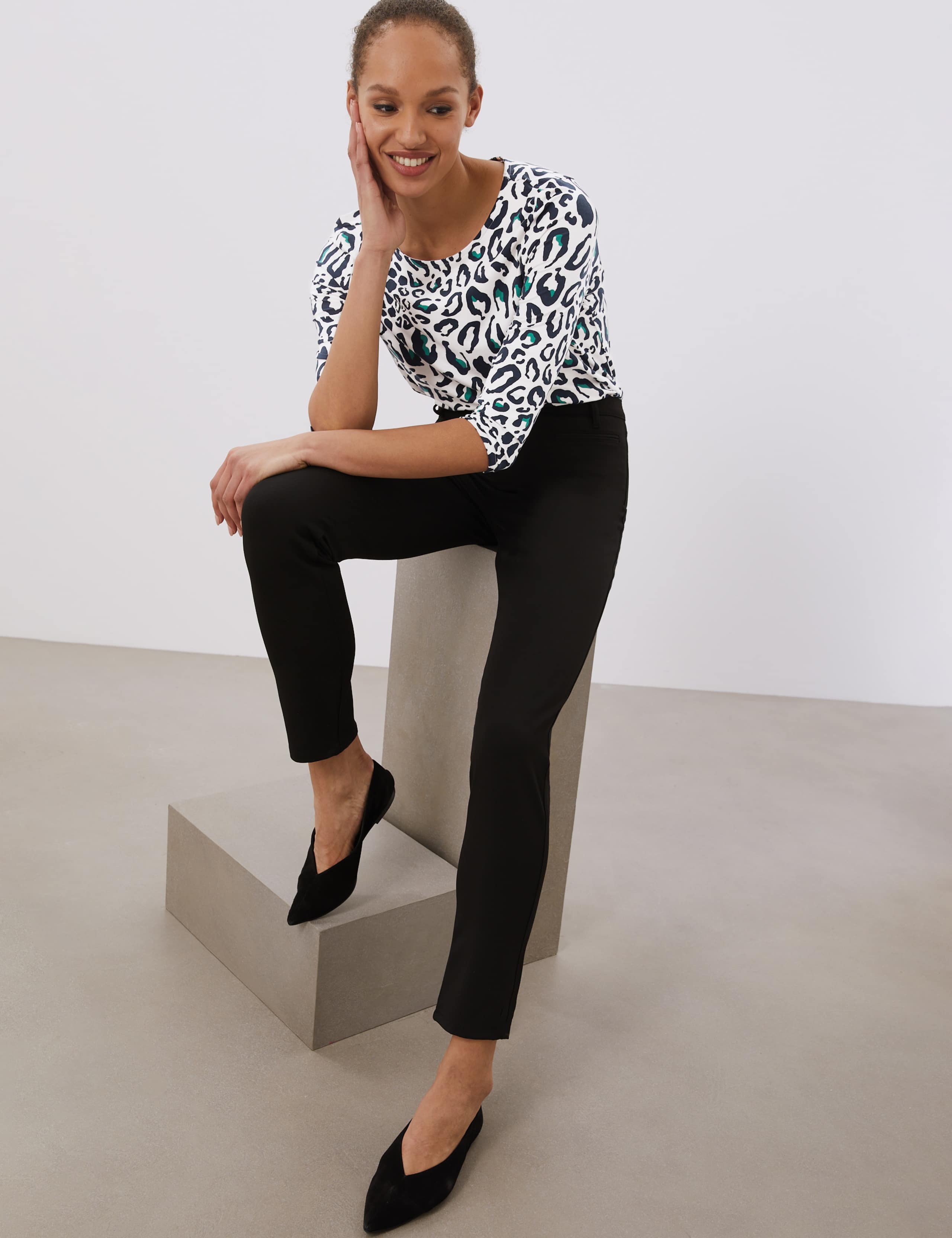 Jersey Animal Print 3/4 Sleeve Top 1 of 6
