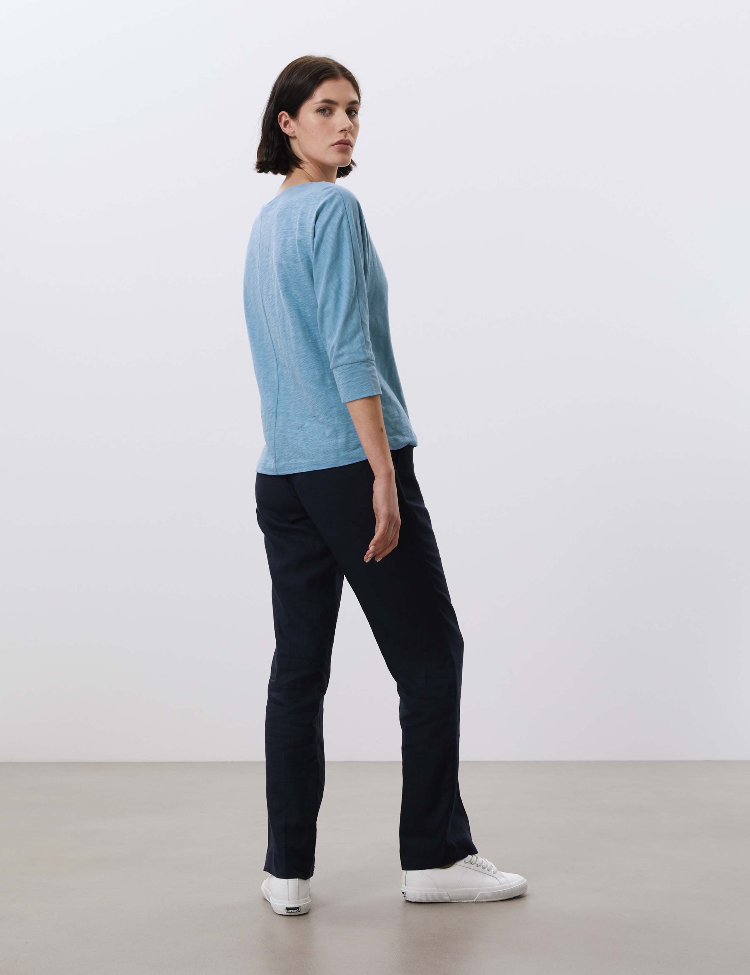 Jersey Round Neck Batwing 3/4 Sleeve Top 5 of 6