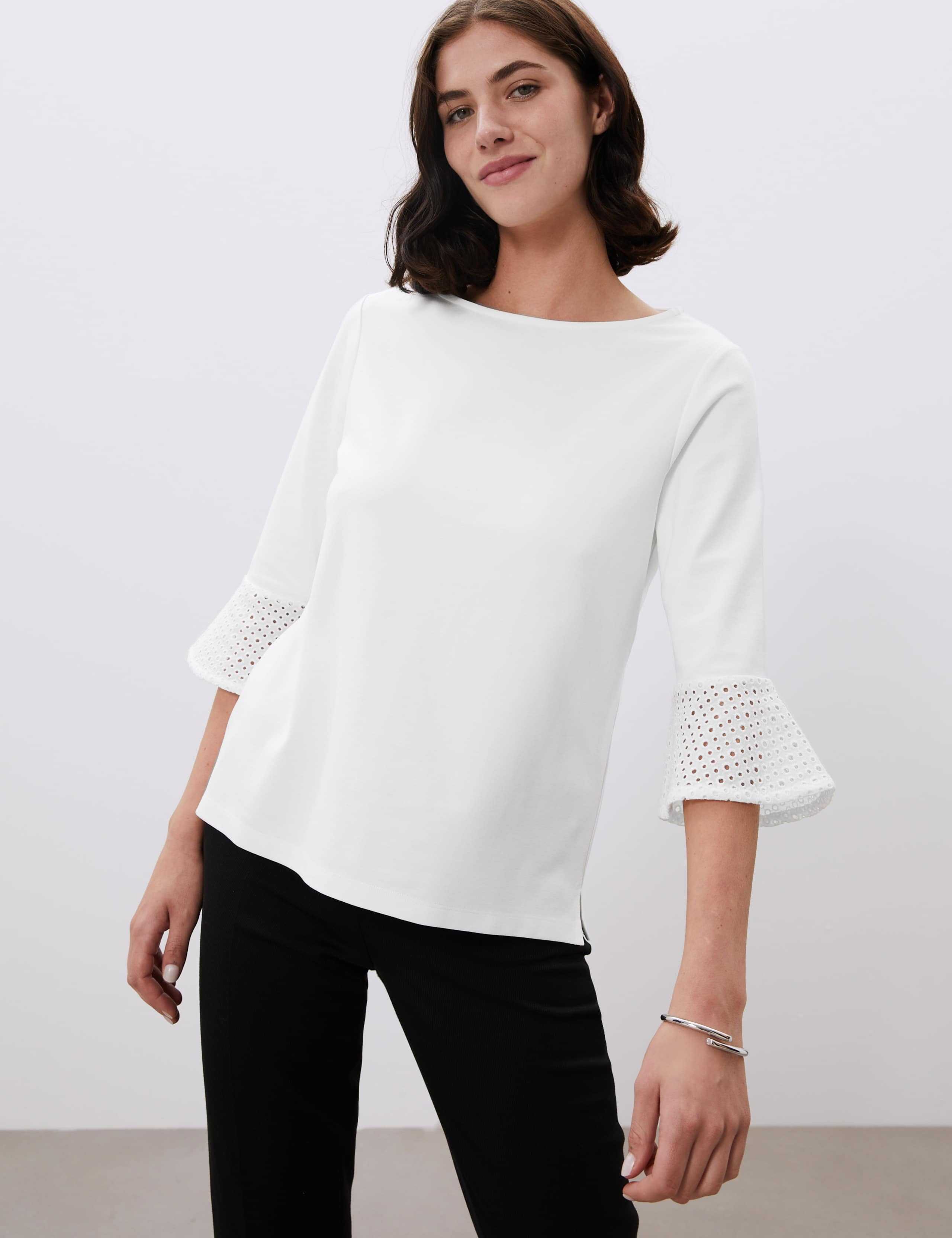 Broderie Round Neck 3/4 Sleeve Blouse 1 of 6