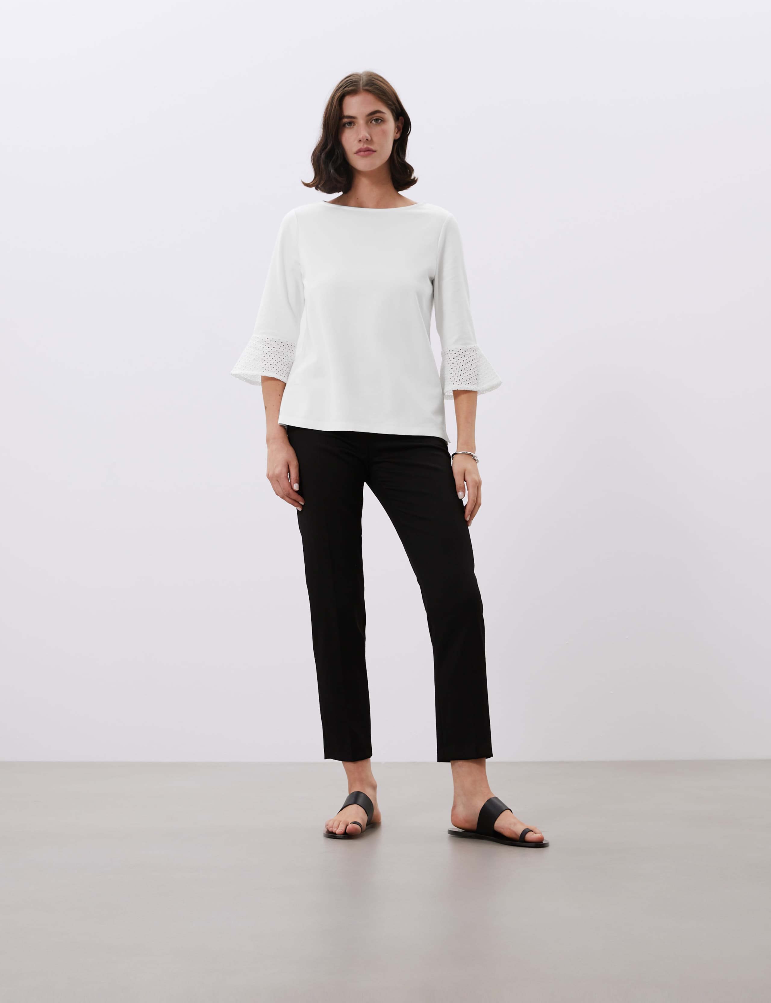 Broderie Round Neck 3/4 Sleeve Blouse 3 of 6