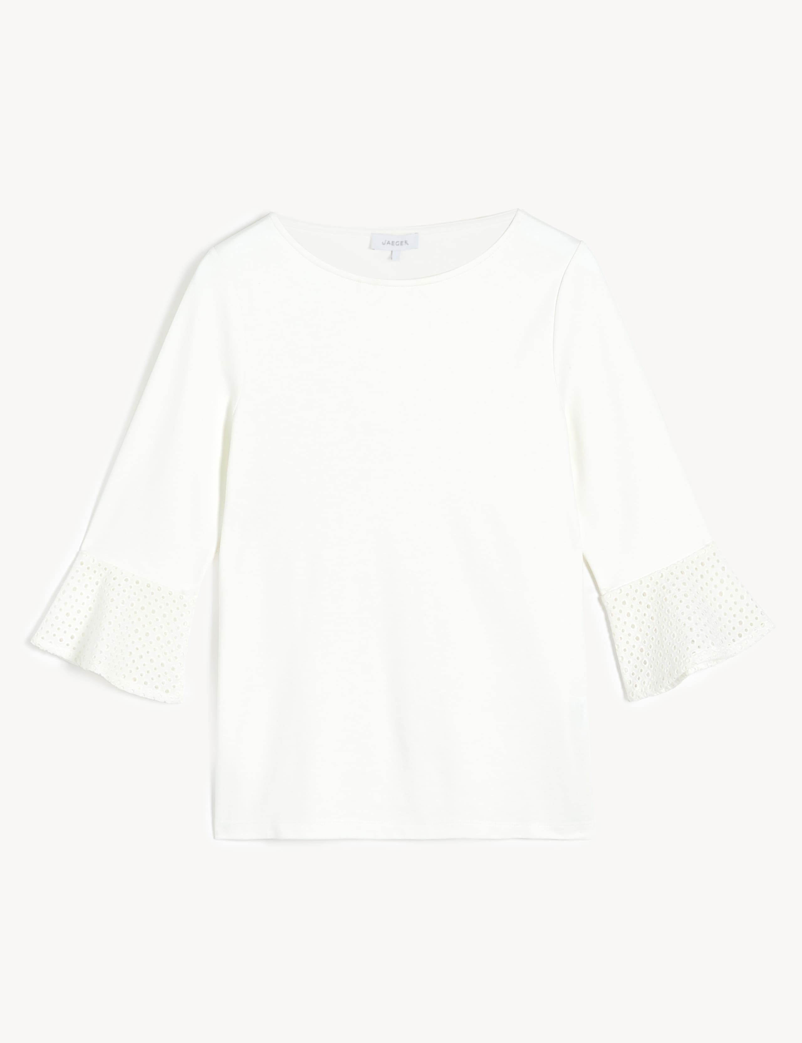 Broderie Round Neck 3/4 Sleeve Blouse 2 of 6
