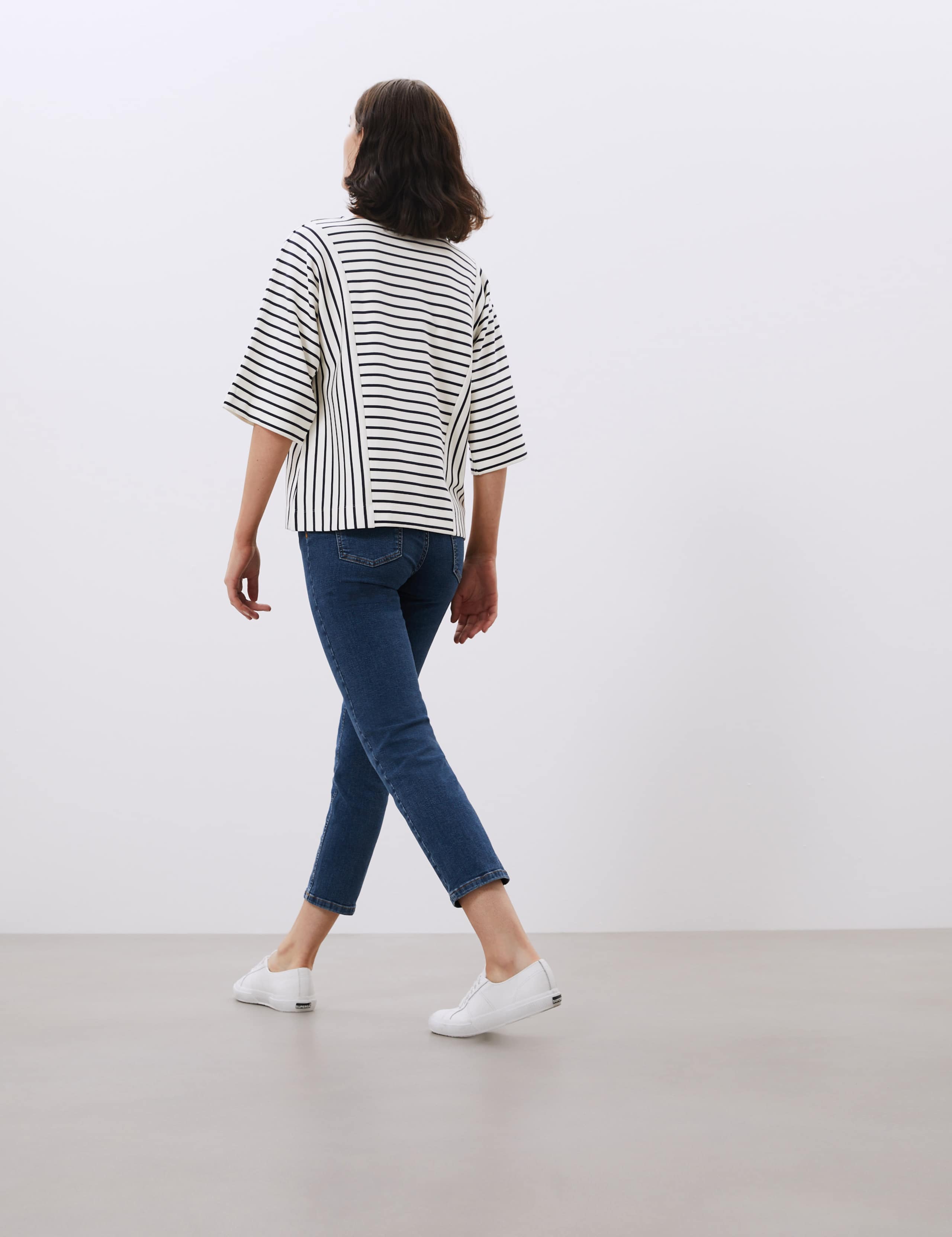 Jersey Striped Round Neck 3/4 Sleeve Top 5 of 6