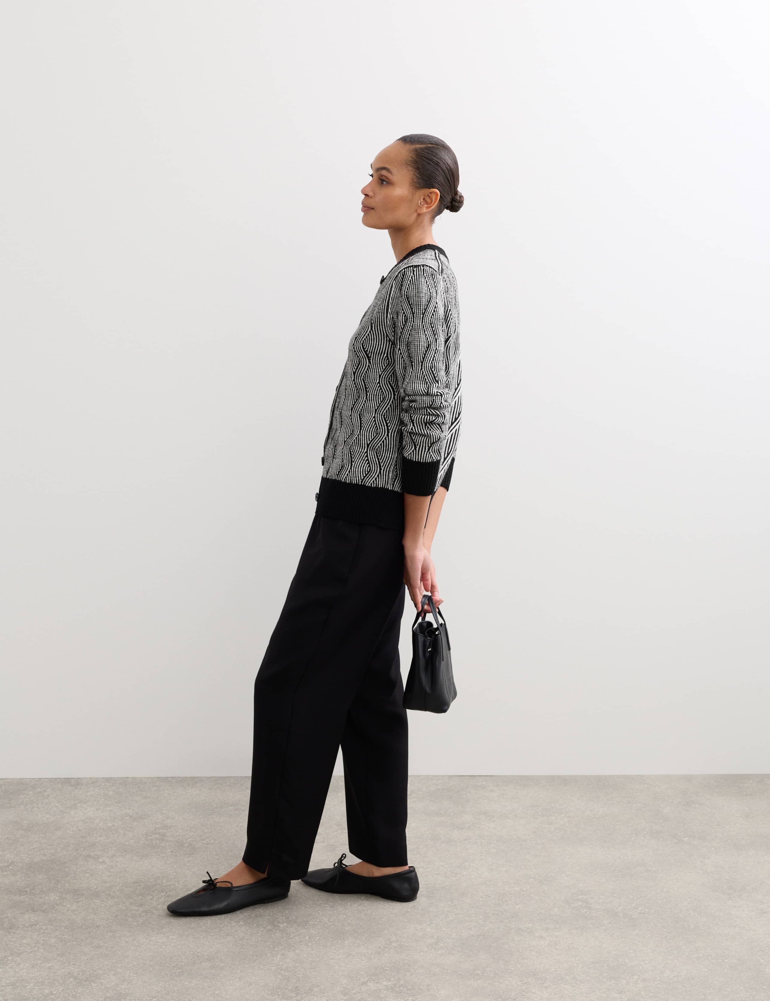 Pure Merino Wool Cable Knit Button Through Cardigan 4 of 5