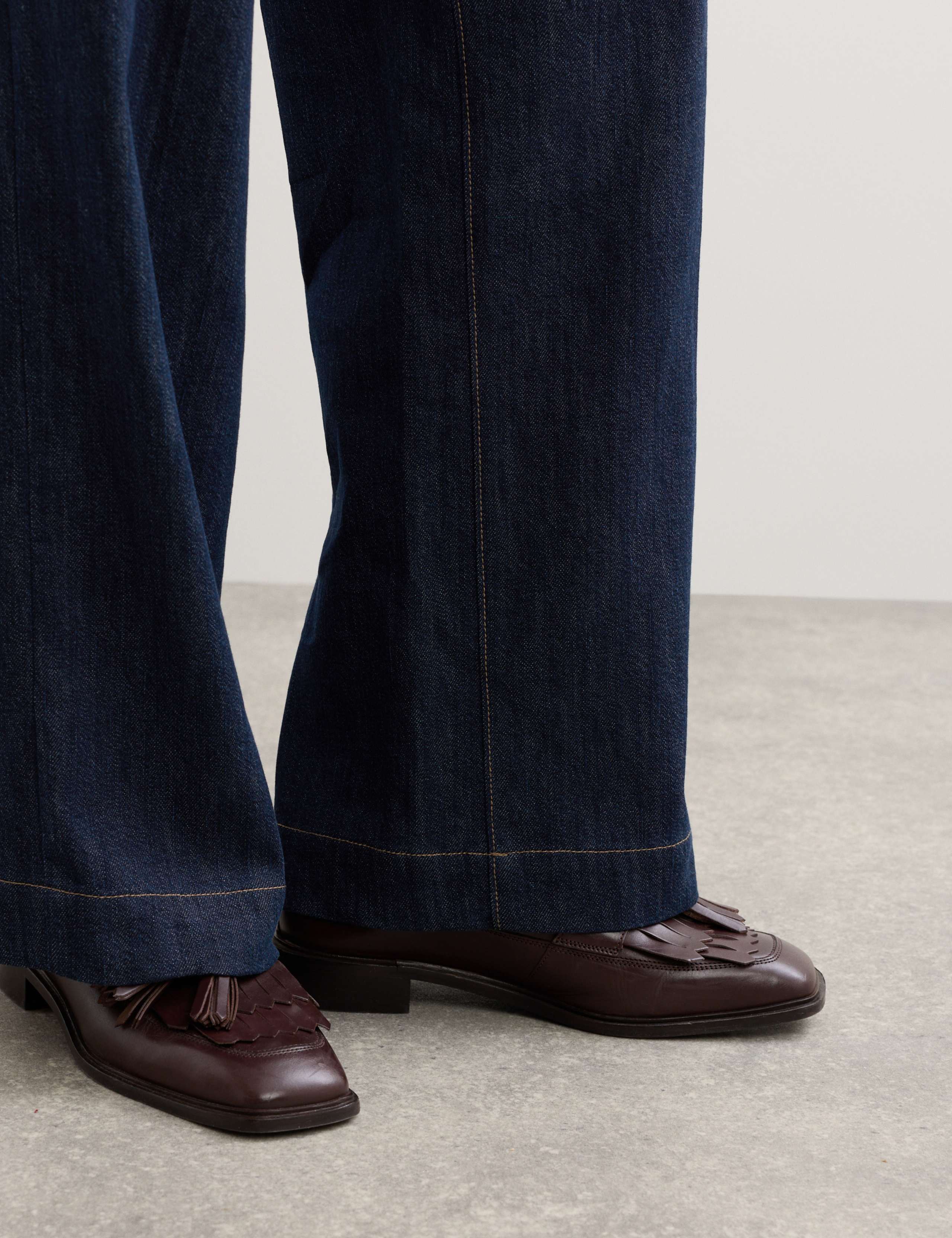 Denim Pleat Front Wide Leg Trousers 4 of 6