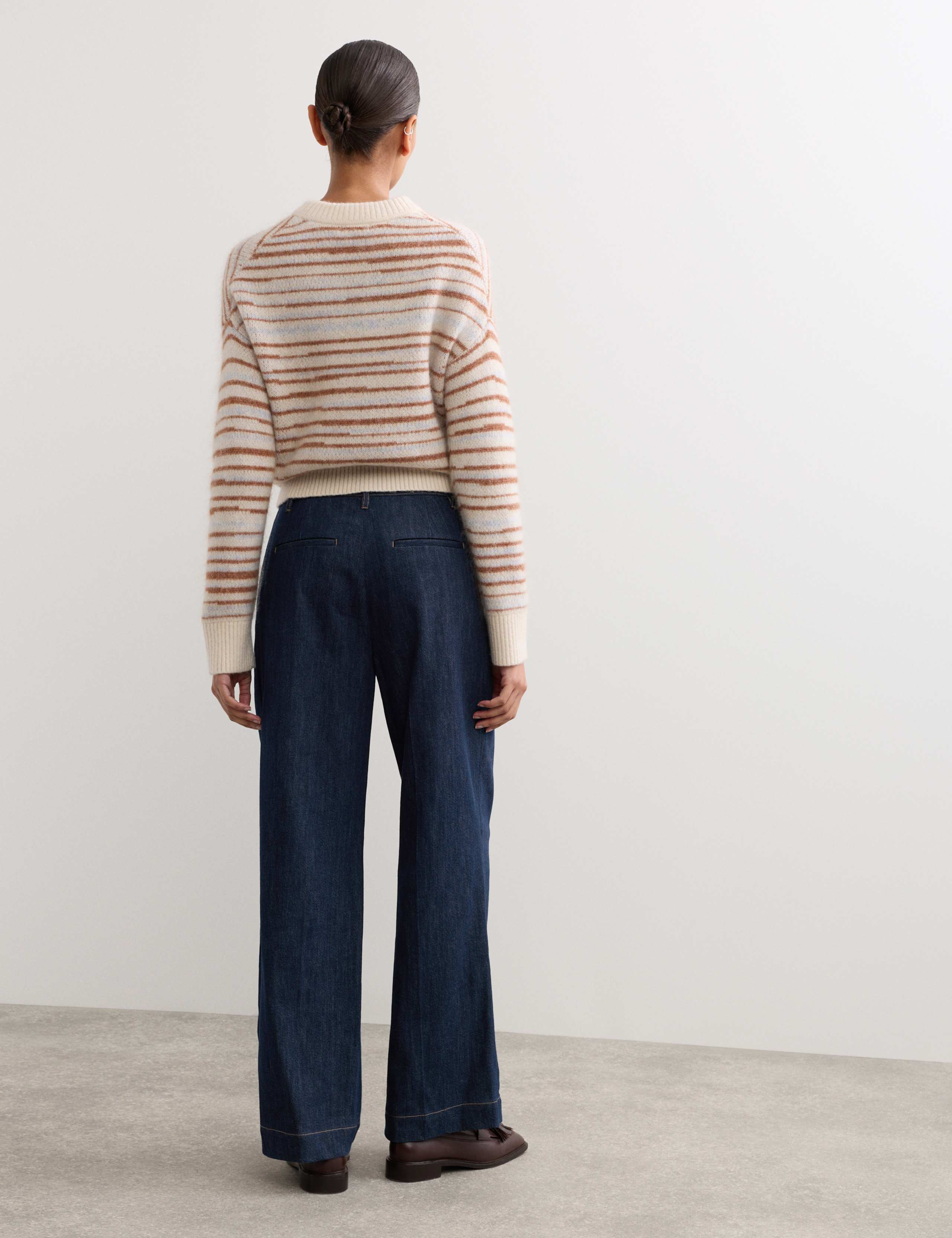 Denim Pleat Front Wide Leg Trousers 6 of 6