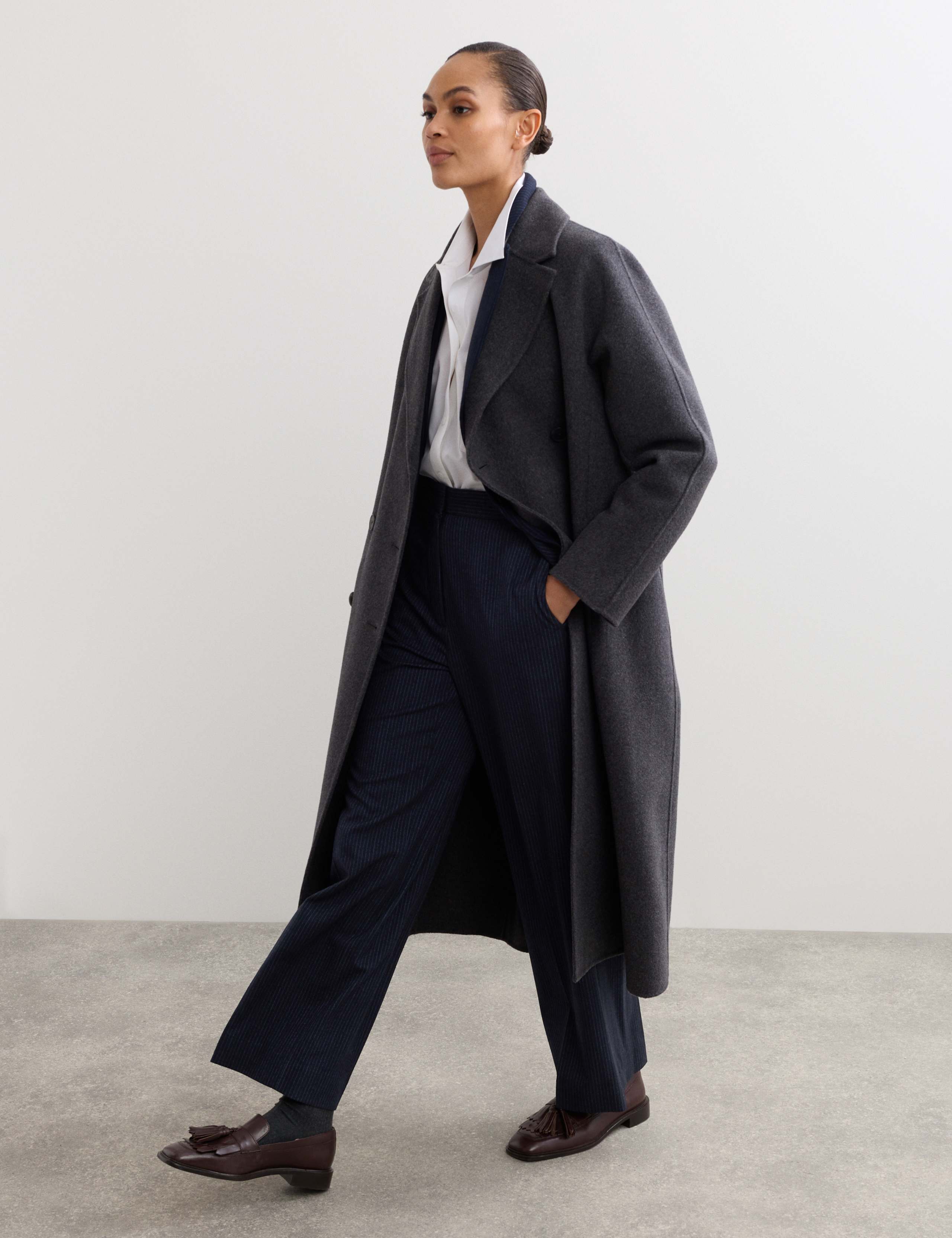 Wool Rich Pinstripe Straight Leg Trousers 7 of 7