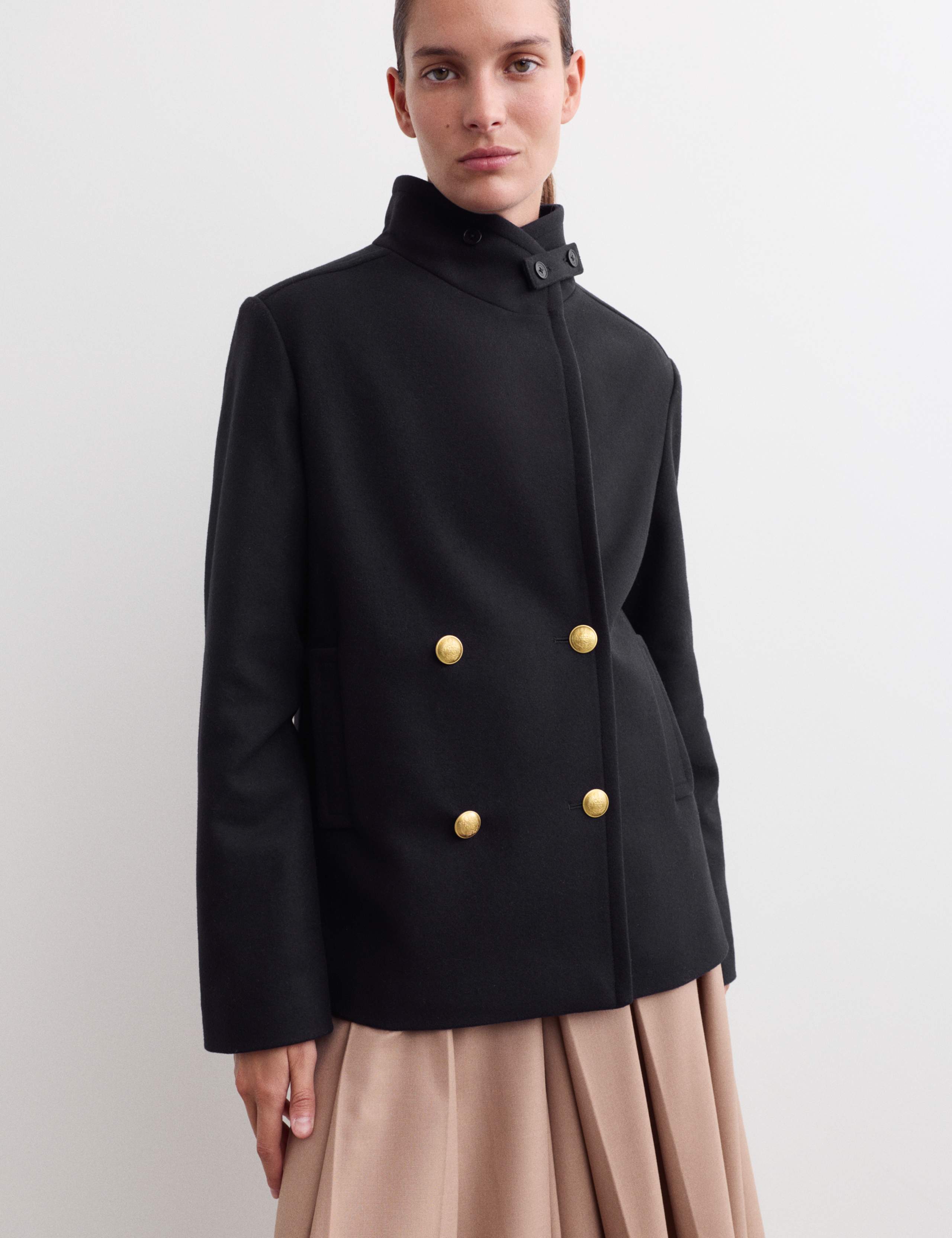 Italian Wool Rich Double Breasted Pea Coat 1 of 8