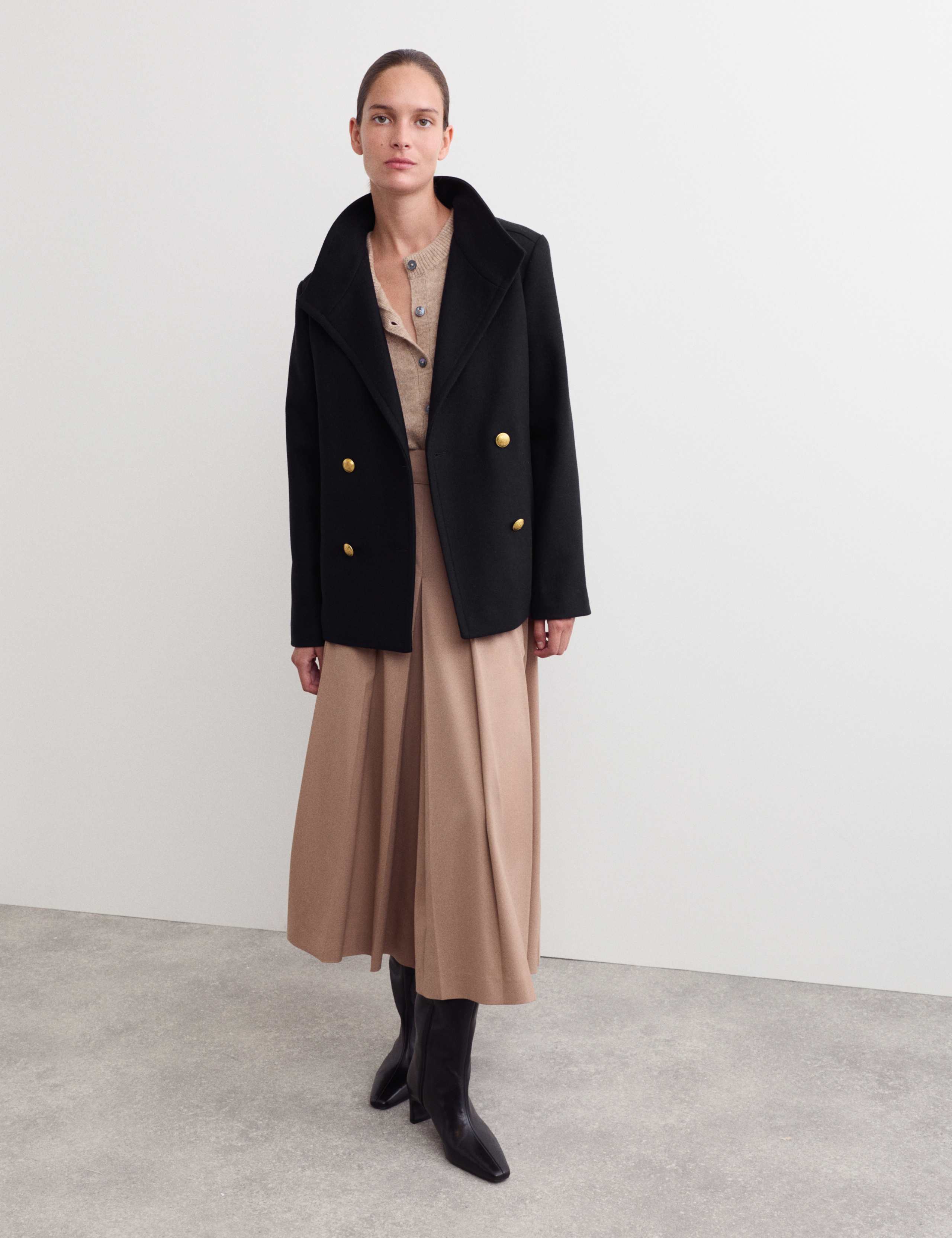 Italian Wool Rich Double Breasted Pea Coat 4 of 8