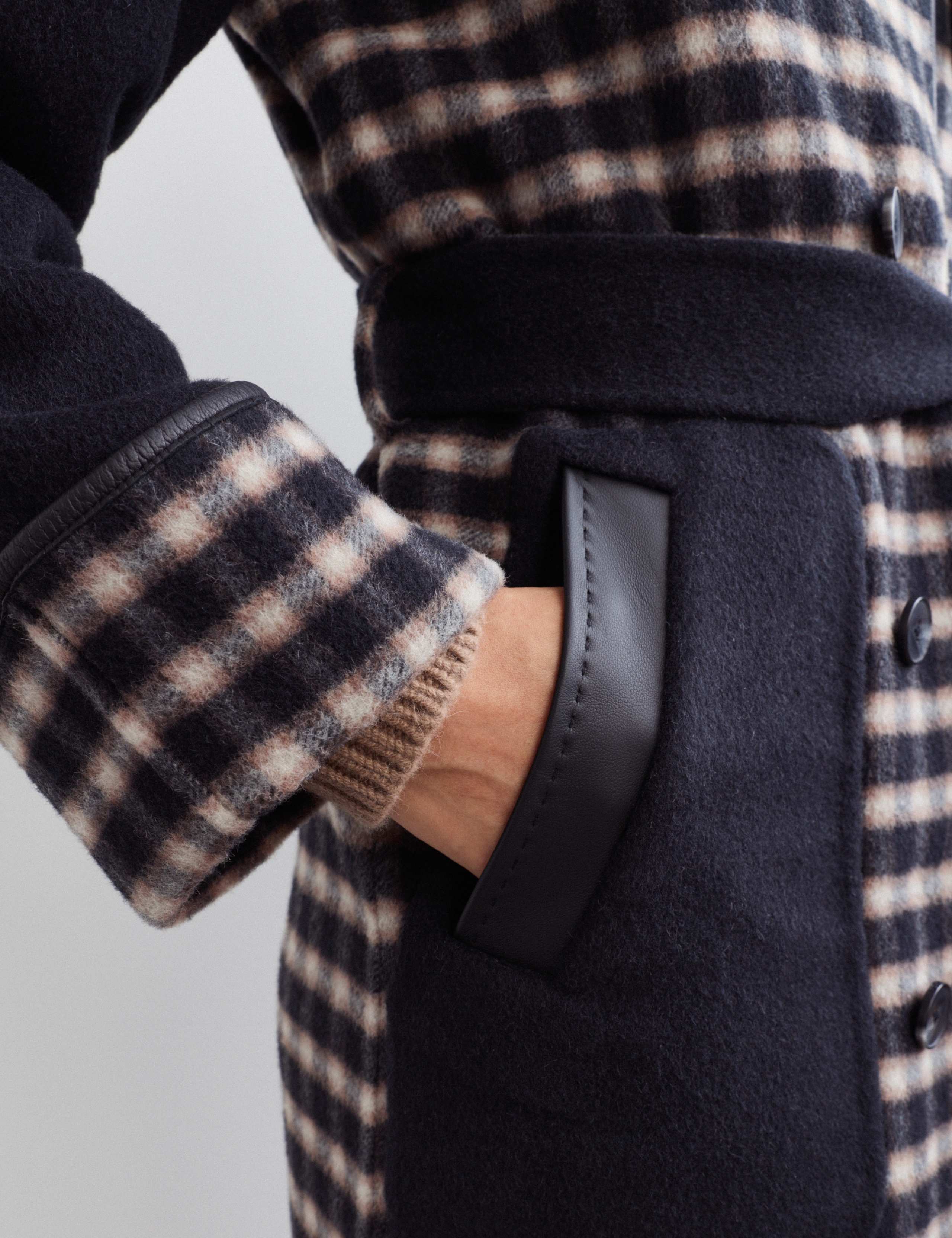 Pure Wool Checked Double Breasted Longline Coat 3 of 7