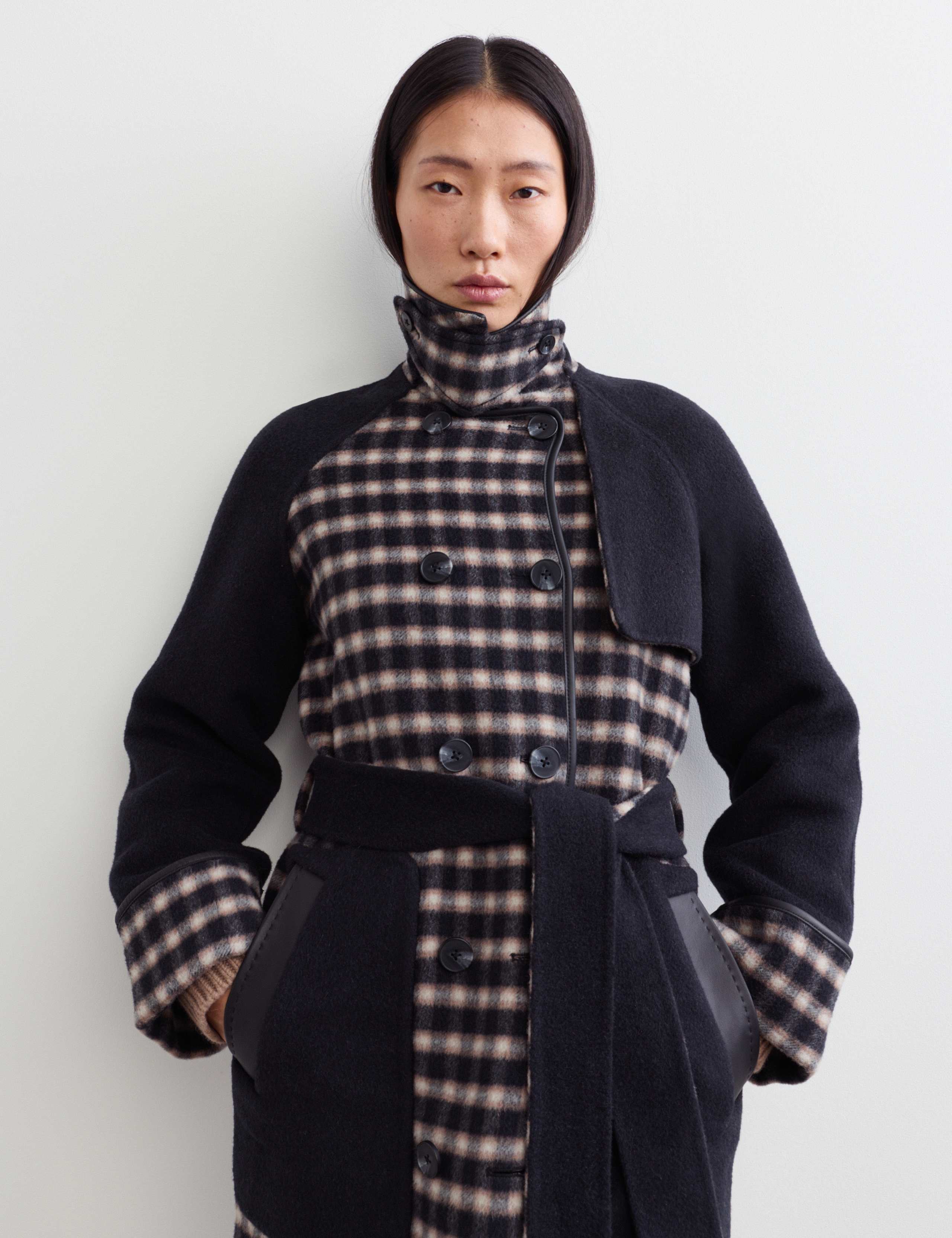 Pure Wool Checked Double Breasted Longline Coat 4 of 7