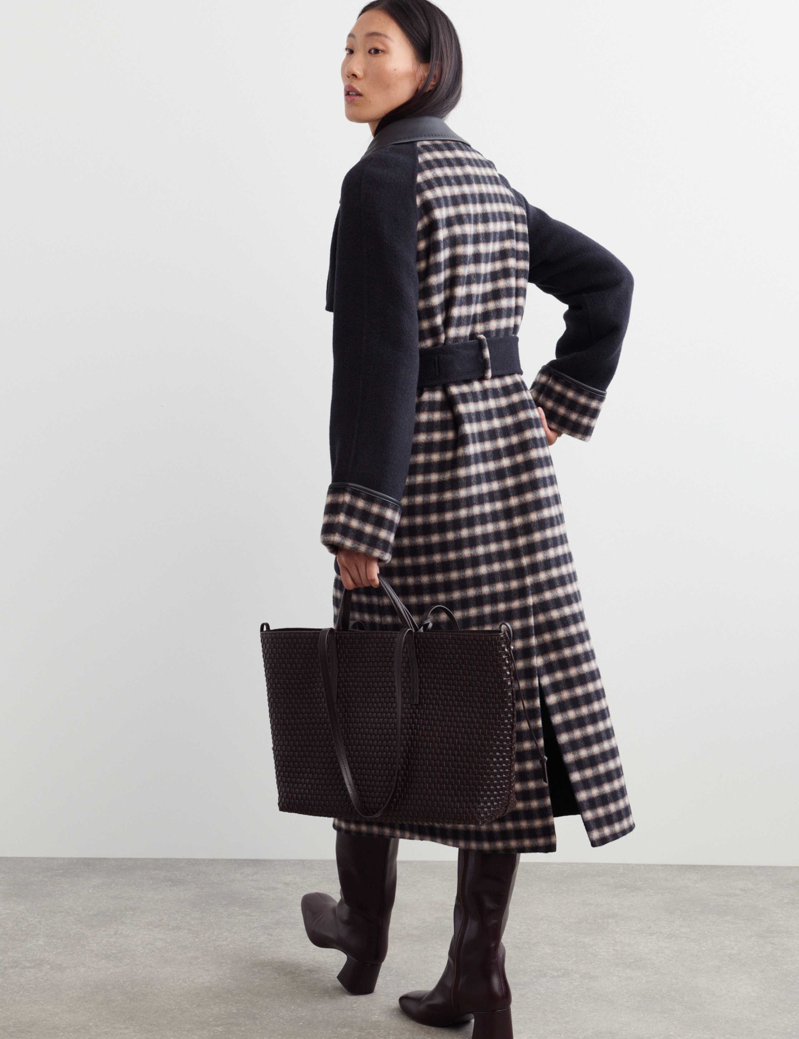 Pure Wool Checked Double Breasted Longline Coat 6 of 7