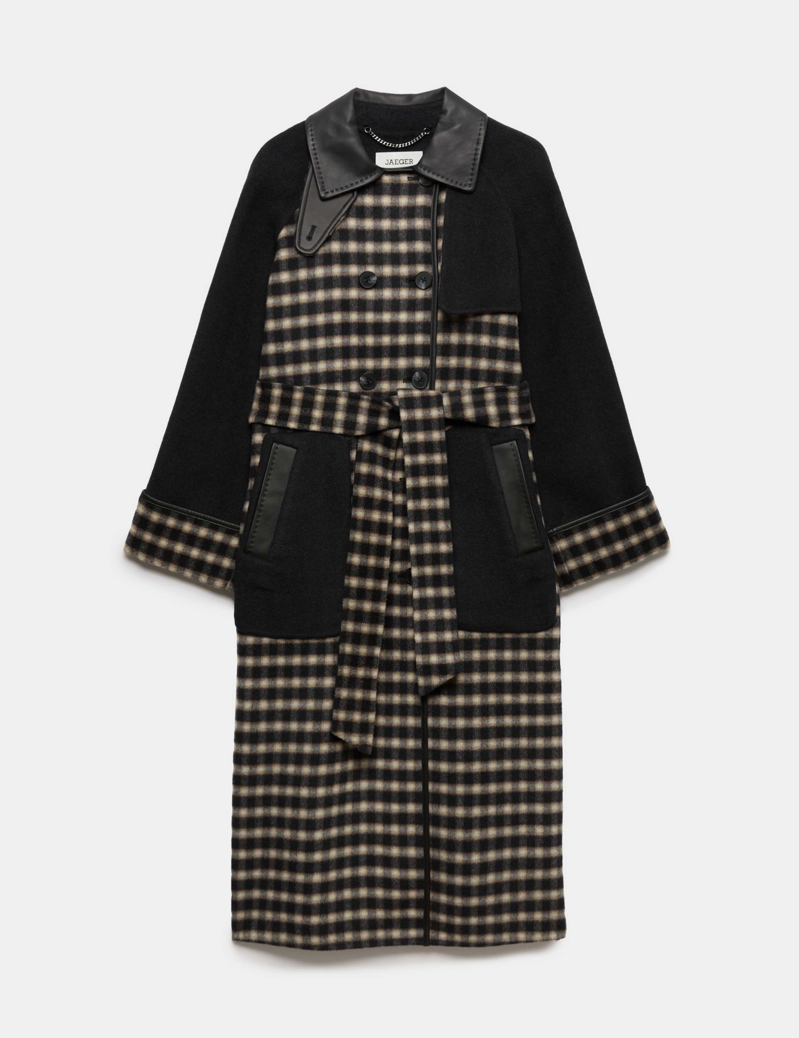 Pure Wool Checked Double Breasted Longline Coat 2 of 9
