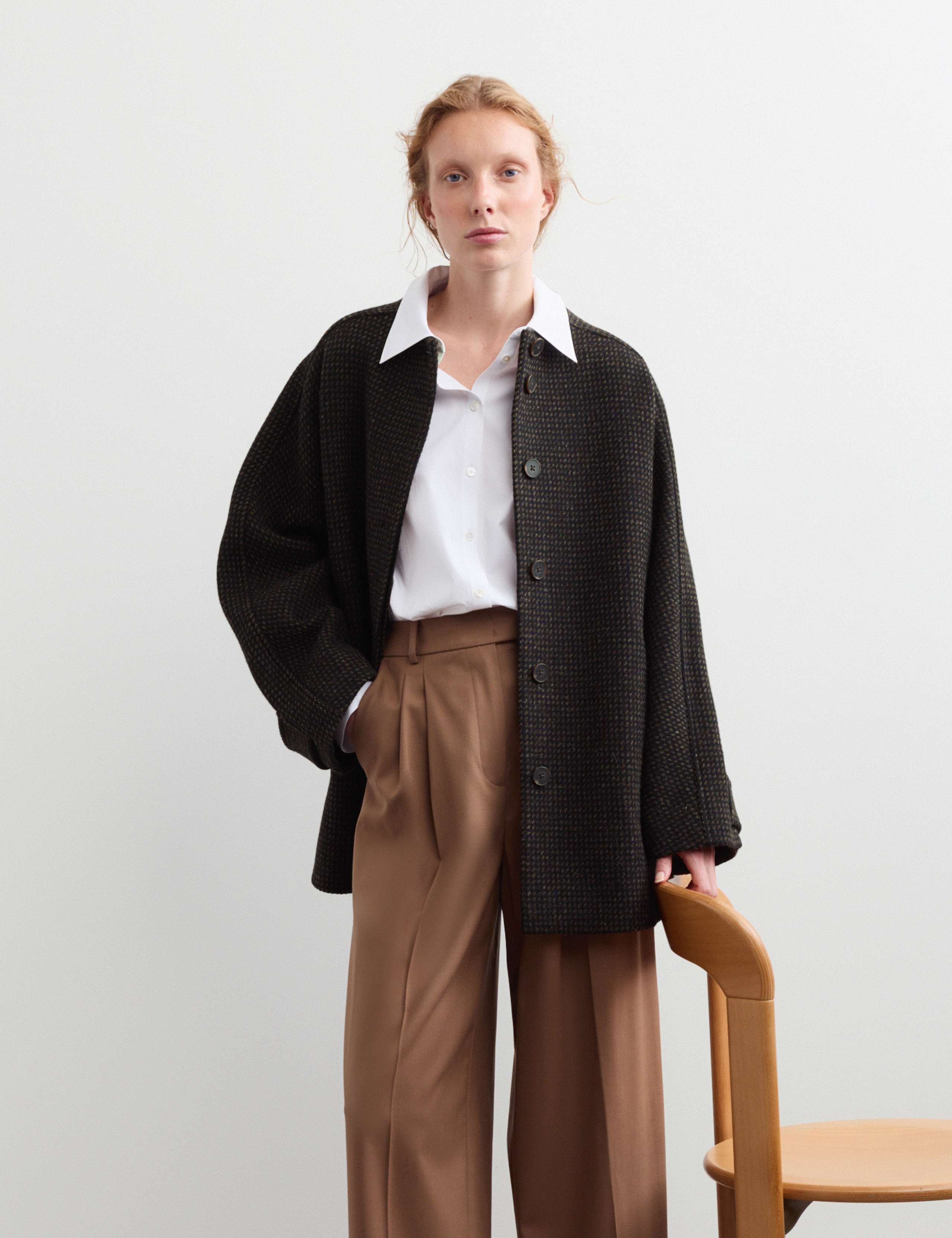 Pure British Wool Textured Funnel Neck Coat 5 of 8
