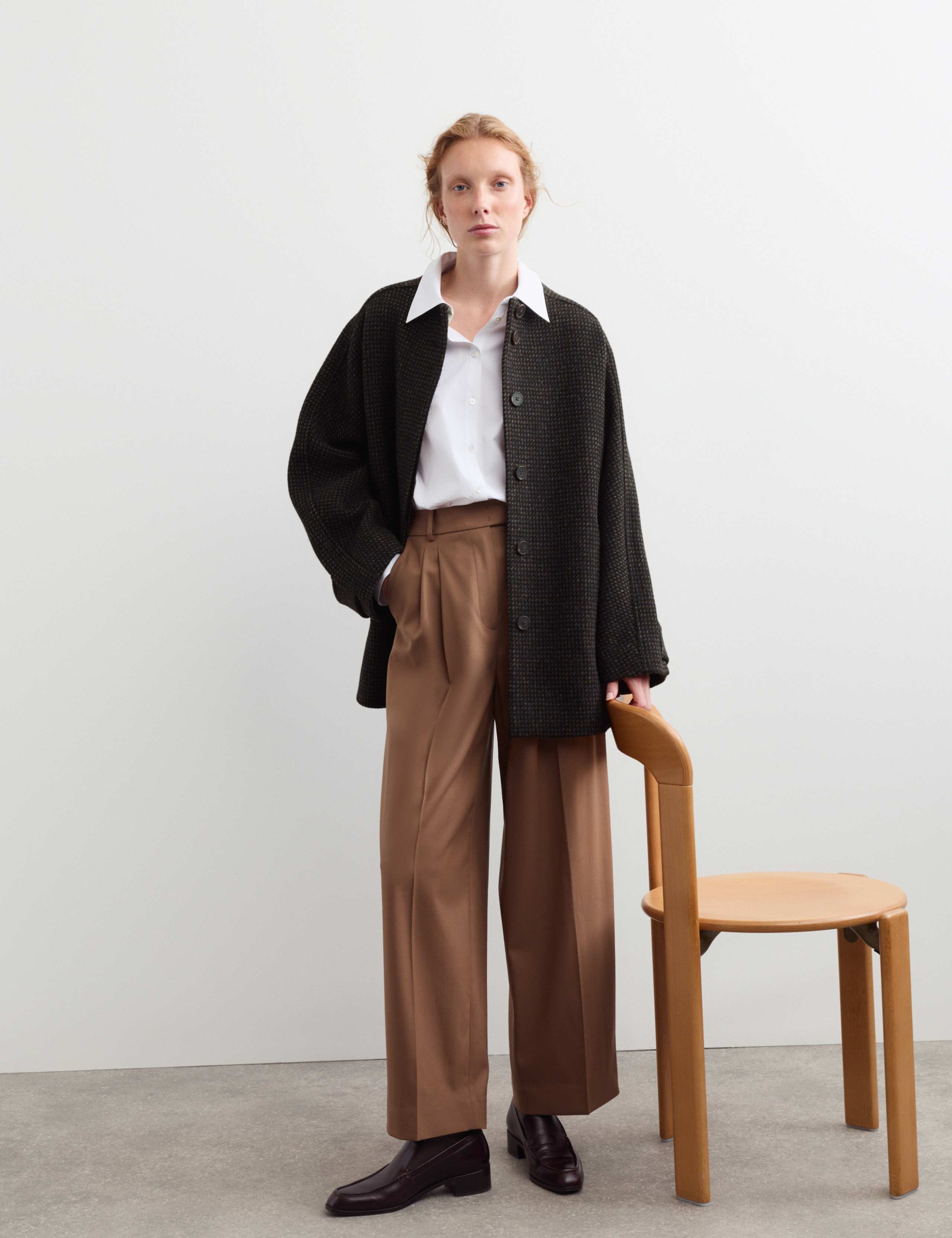 Pure Wool Textured Funnel Neck Coat 5 of 8