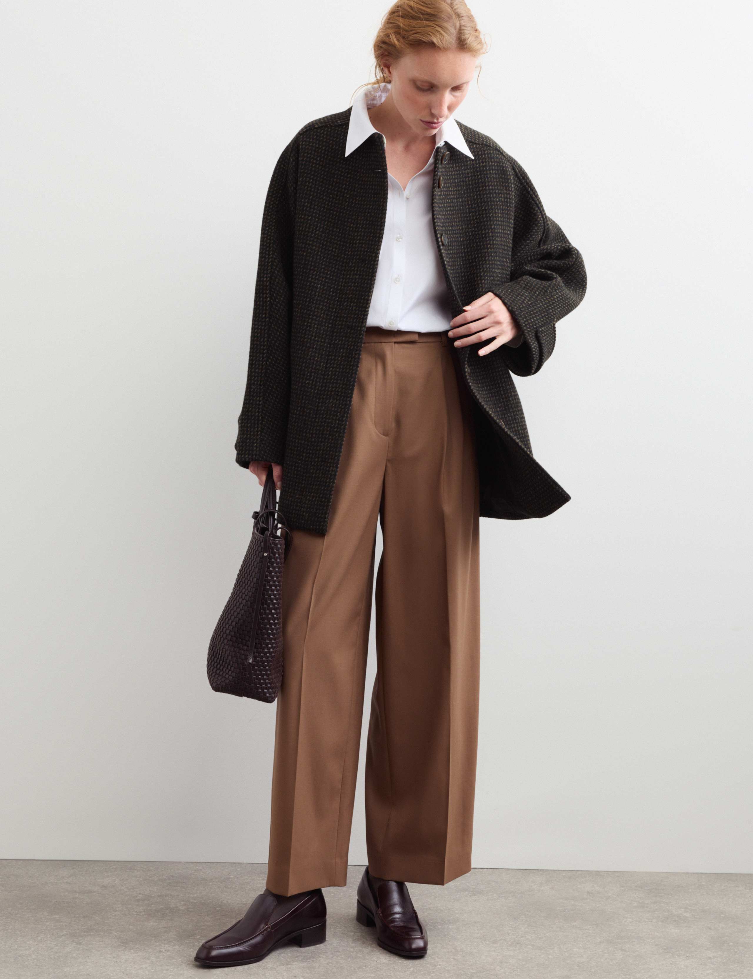 Pure Wool Textured Funnel Neck Coat 6 of 8