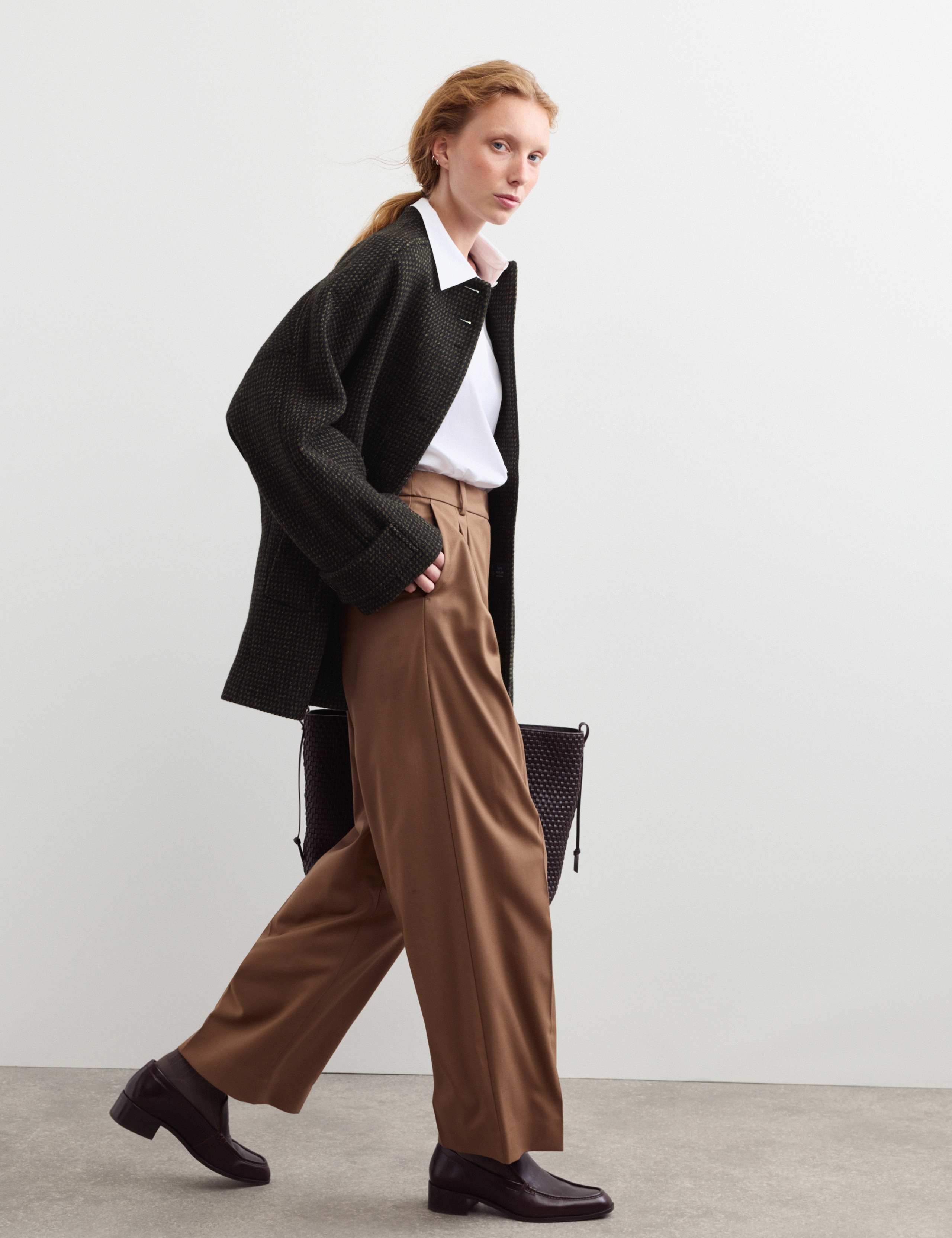Pure Wool Textured Funnel Neck Coat 7 of 8