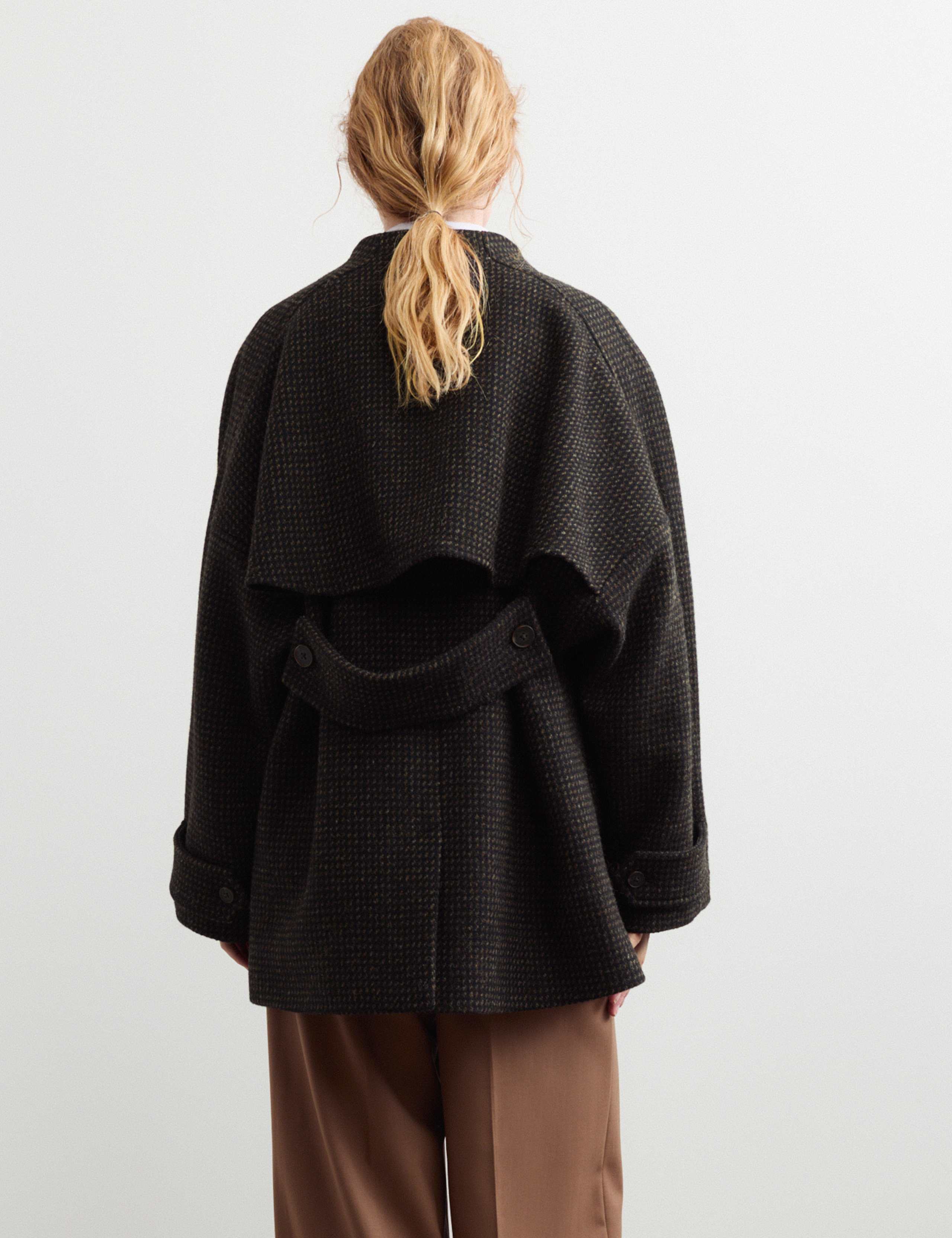 Pure British Wool Textured Funnel Neck Coat 8 of 8