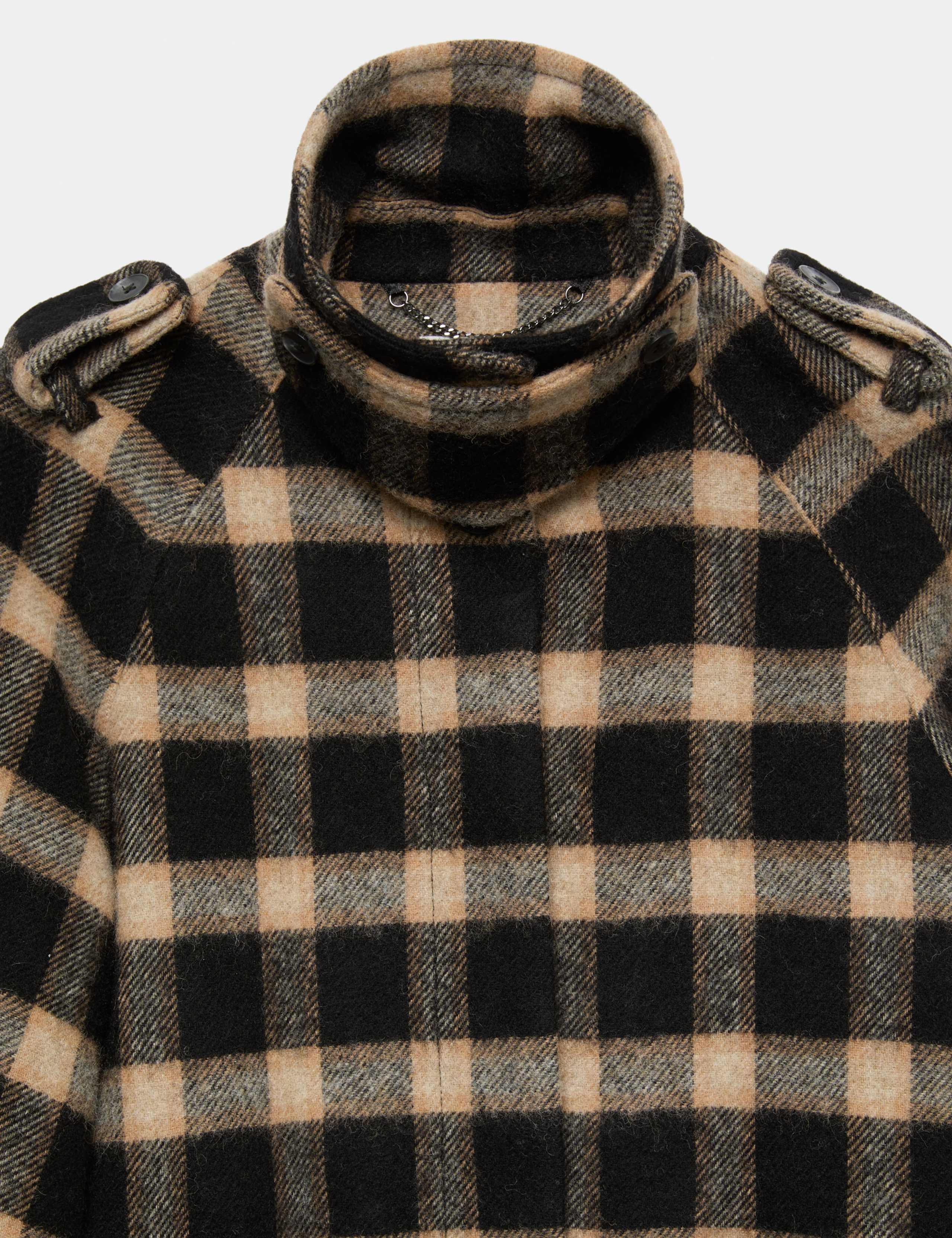Pure Wool Checked Funnel Neck Coat 9 of 9