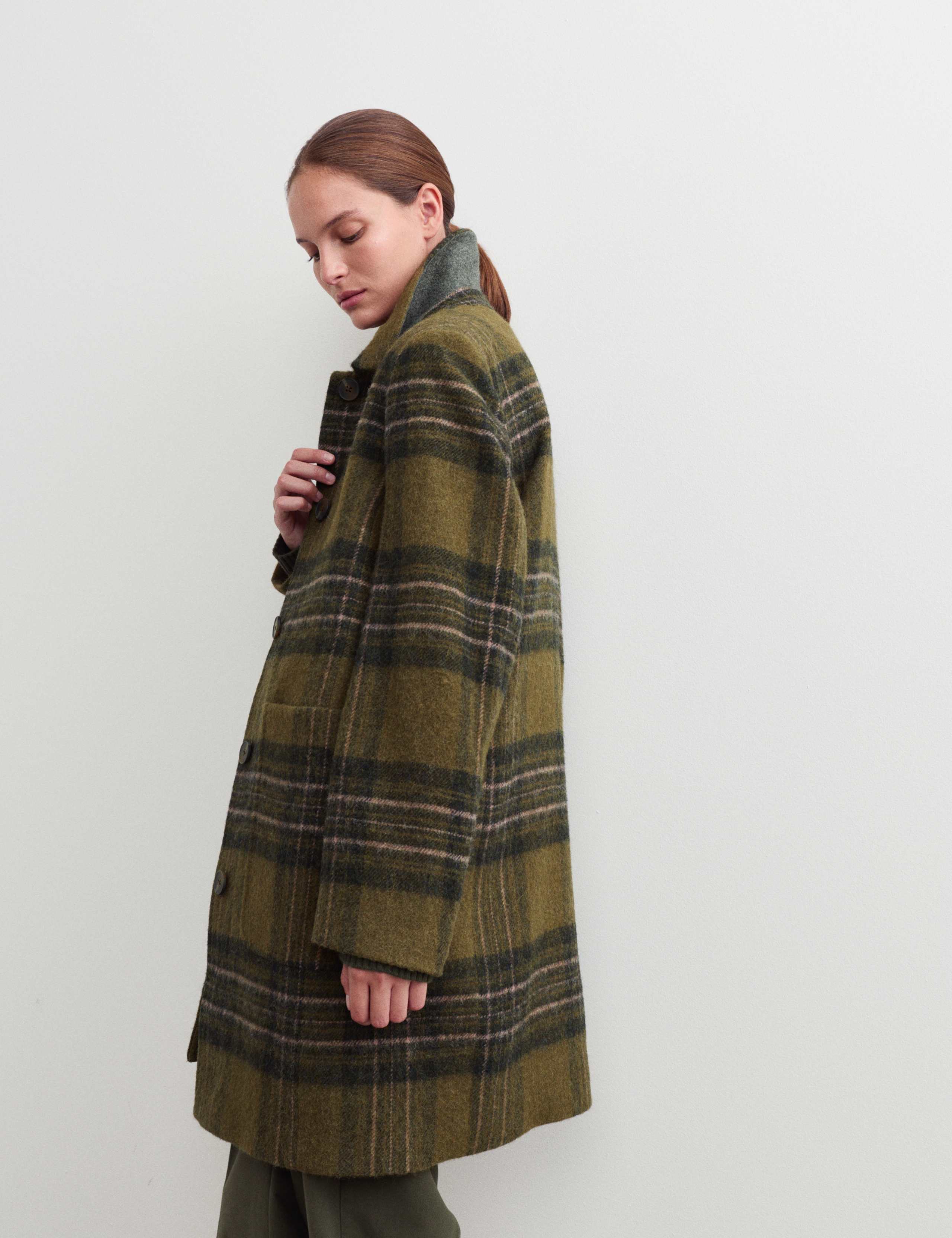Pure British Wool Checked Car Coat 5 of 6