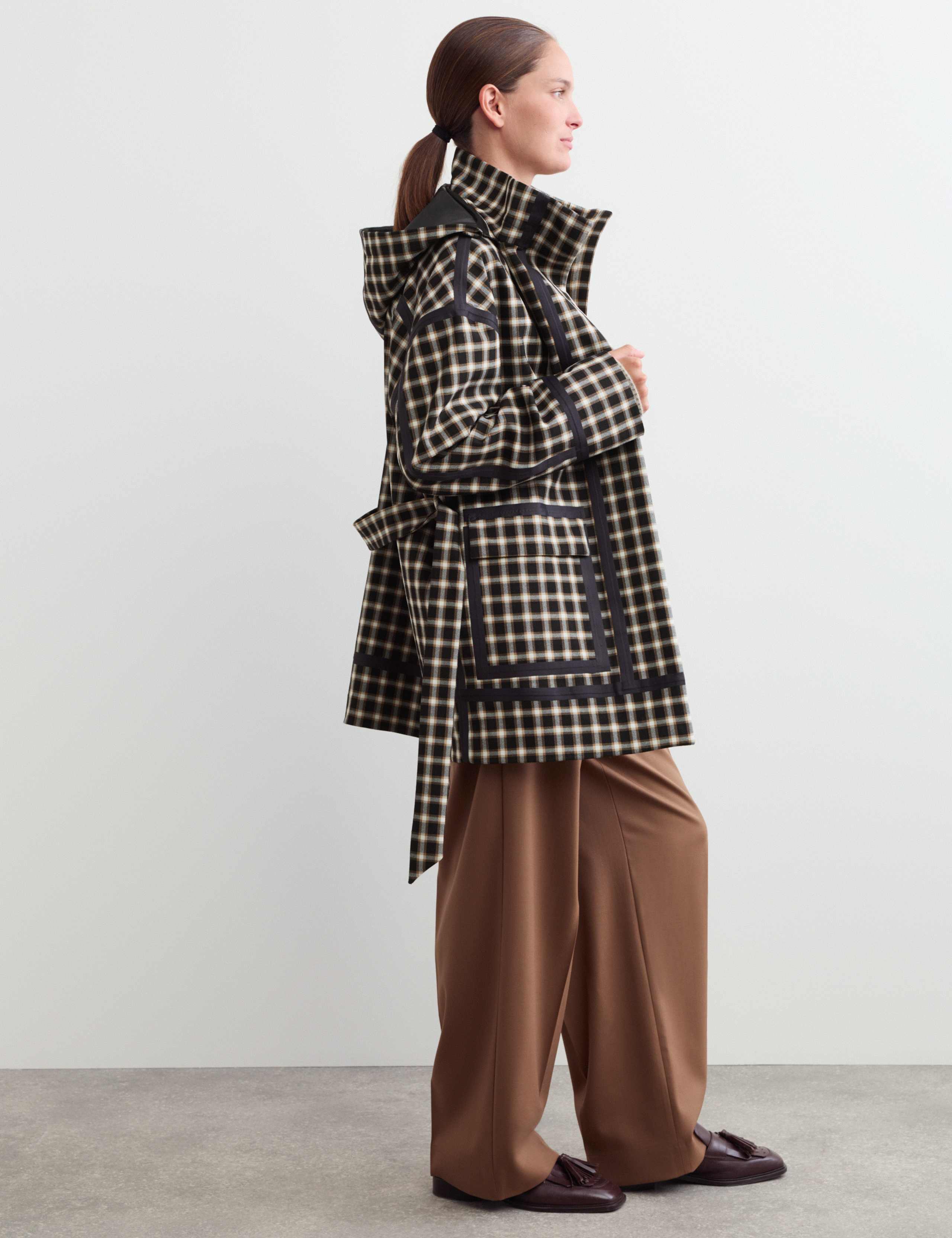 Waterproof Checked Hooded Short Raincoat 7 of 11