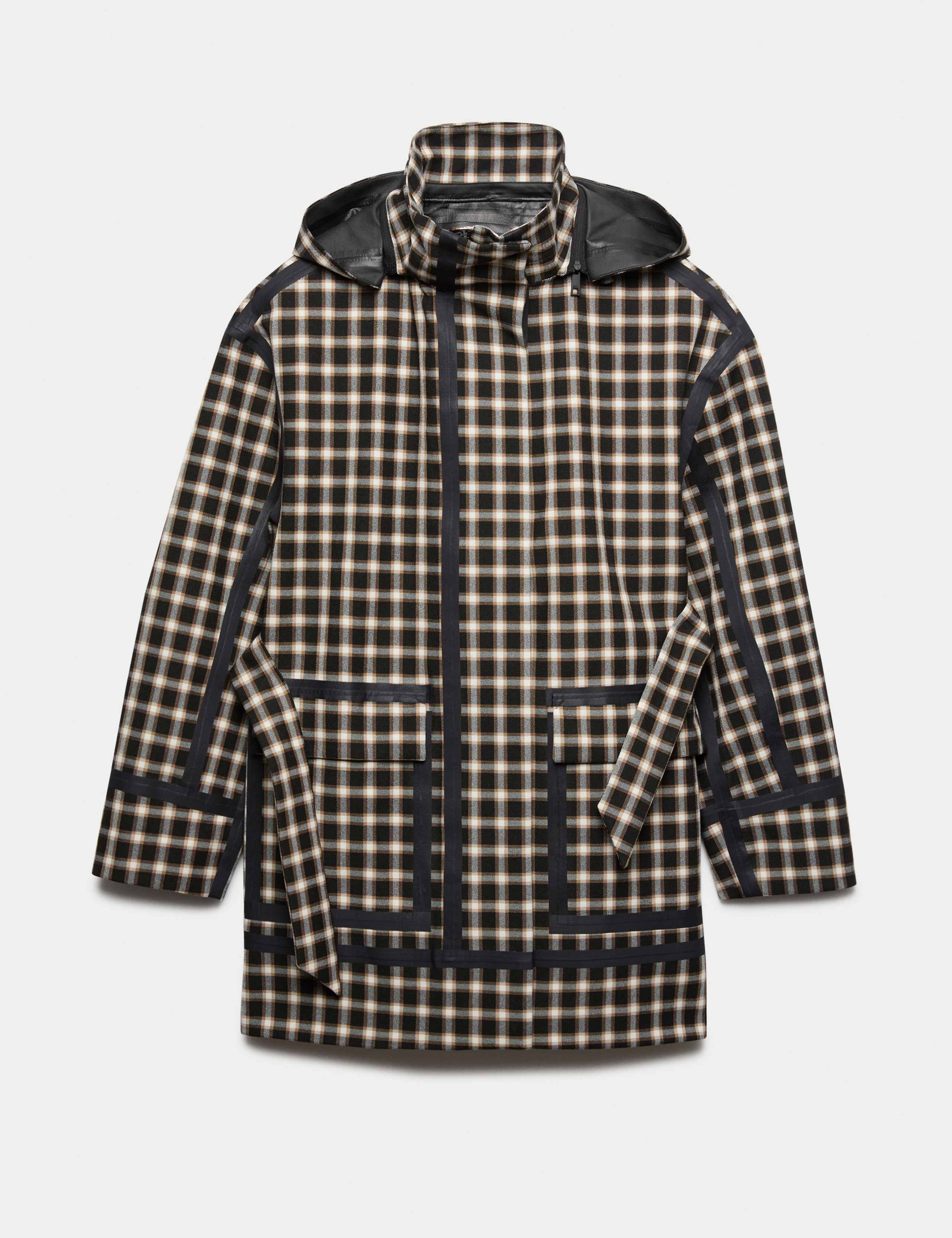 Waterproof Checked Hooded Short Raincoat 10 of 11