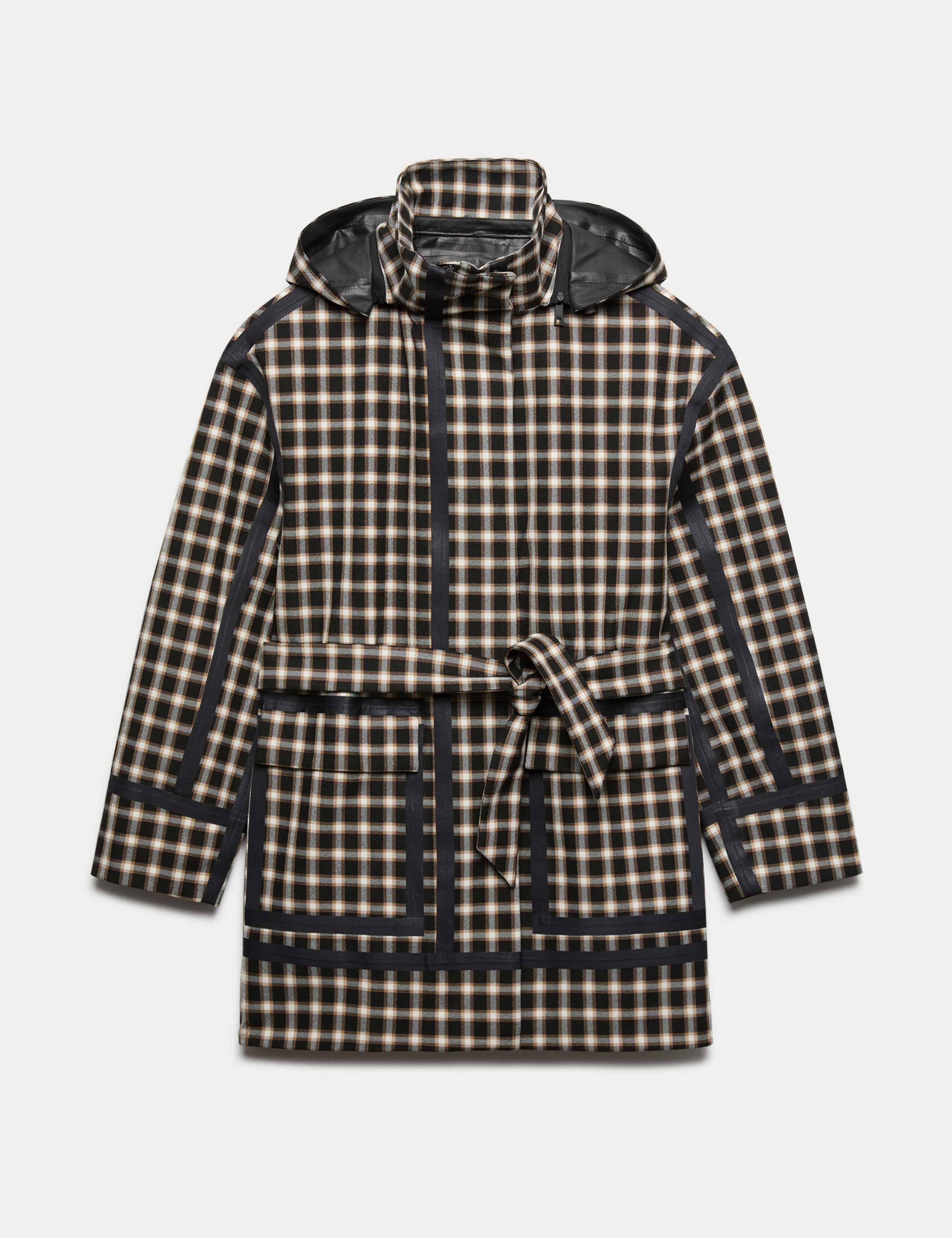 Waterproof Checked Hooded Short Raincoat 2 of 11