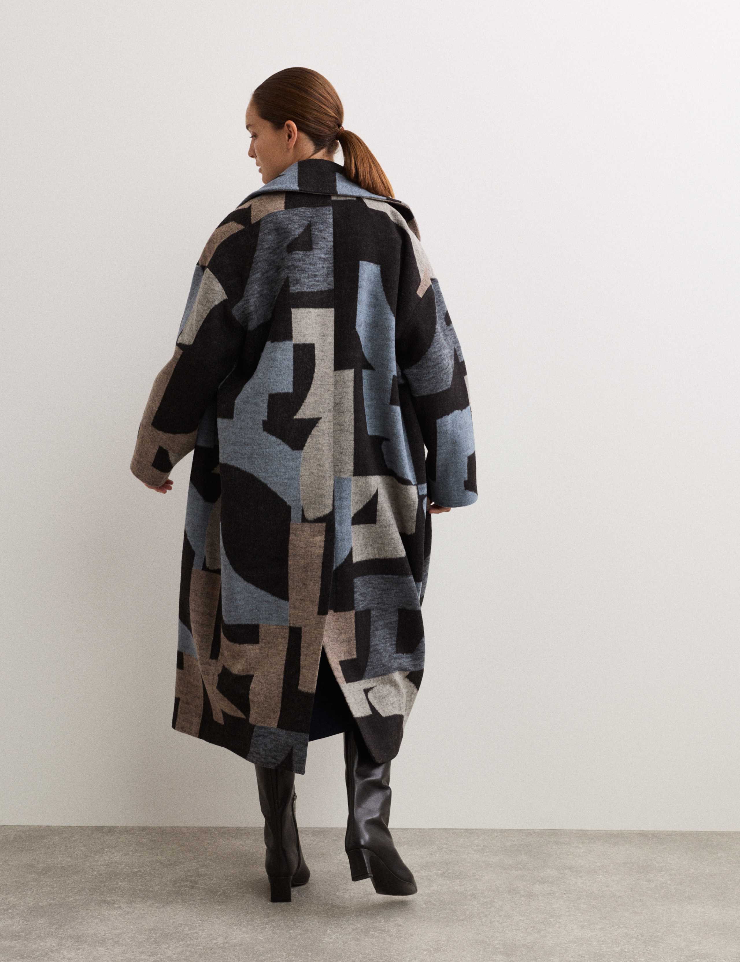 Wool Rich Jacquard Cocoon Coat 6 of 6